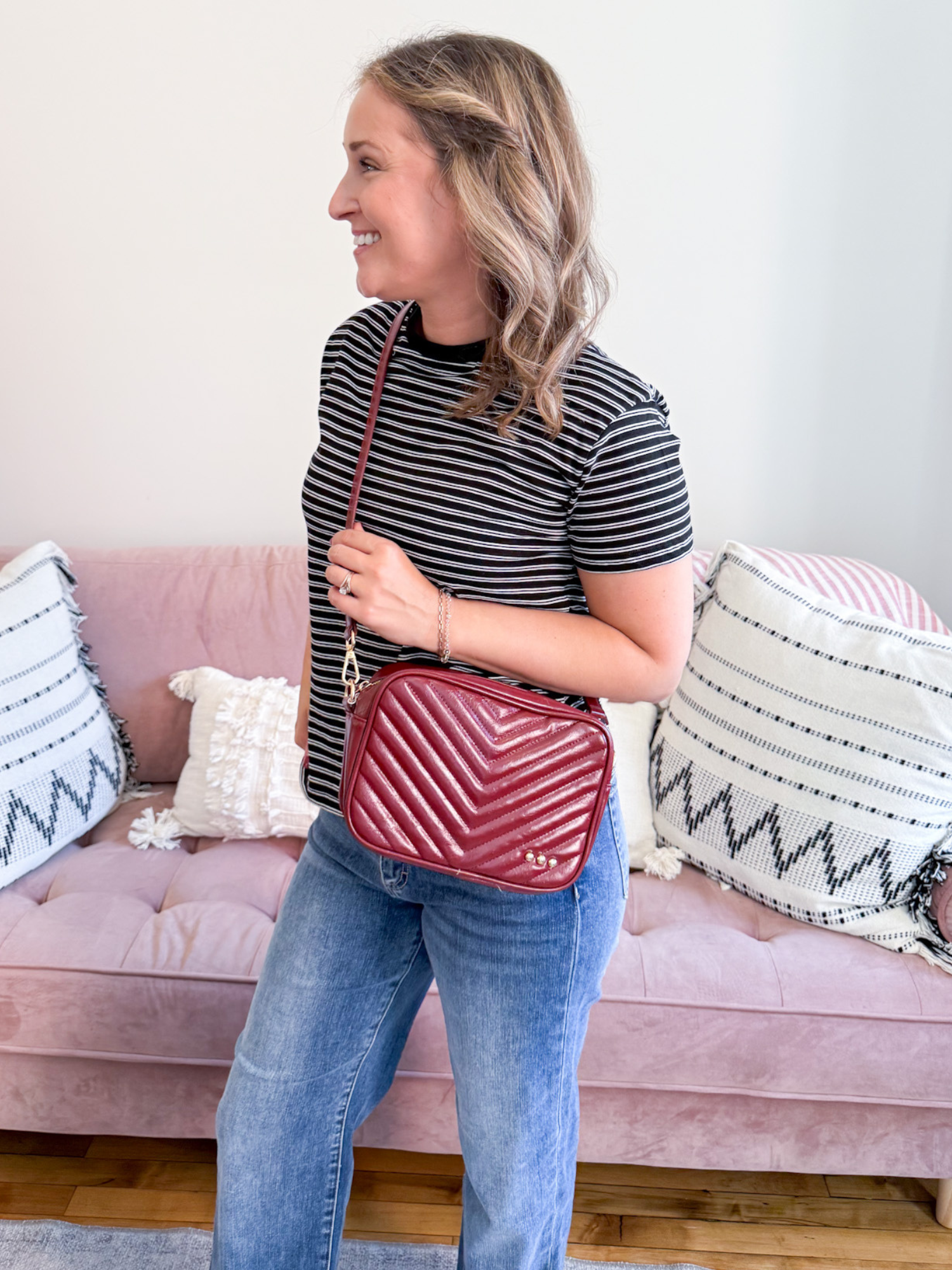 Coco Quilted Camera Bag - Maroon - The Collective Rose