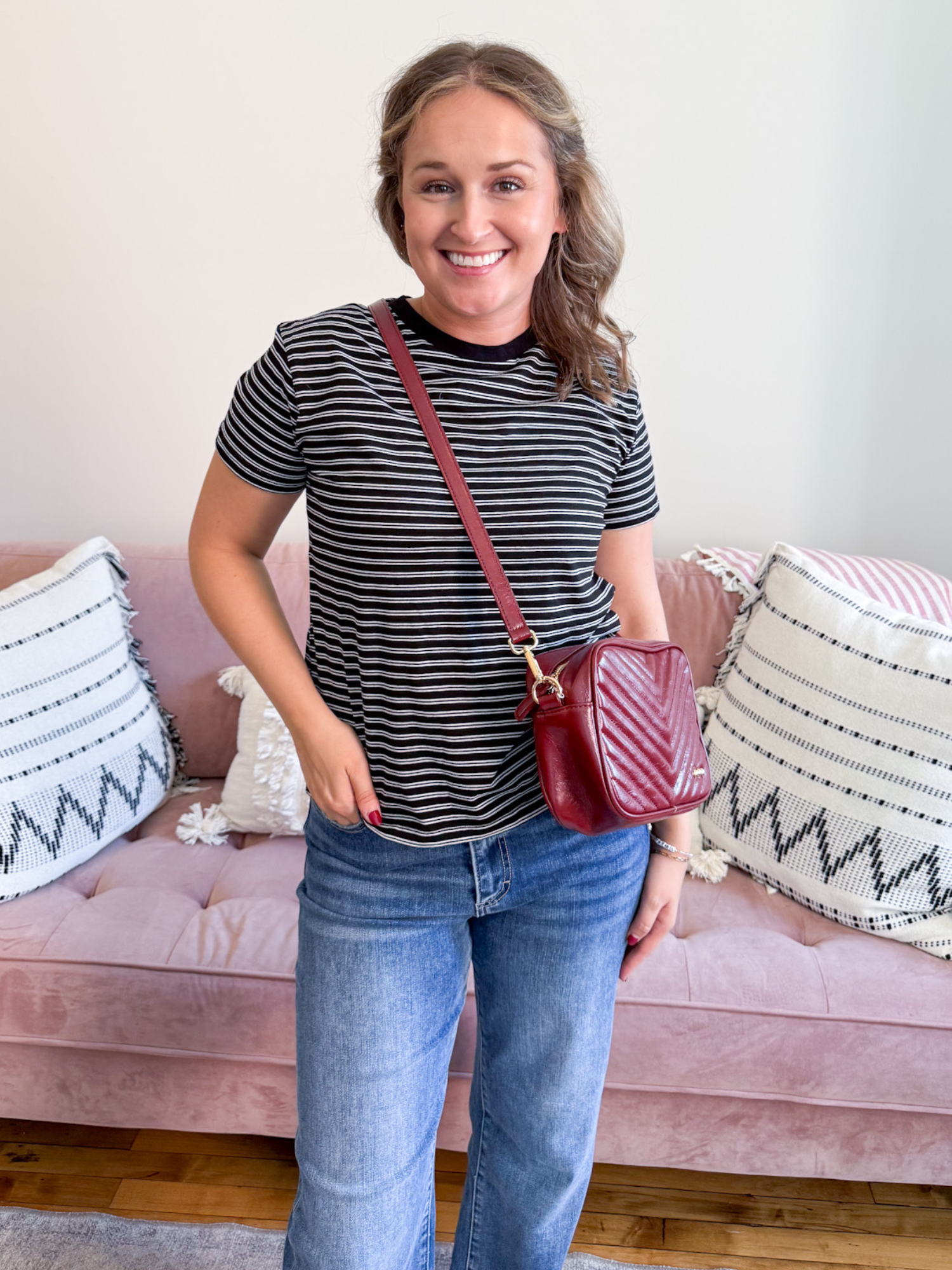 Coco Quilted Camera Bag - Maroon - The Collective Rose
