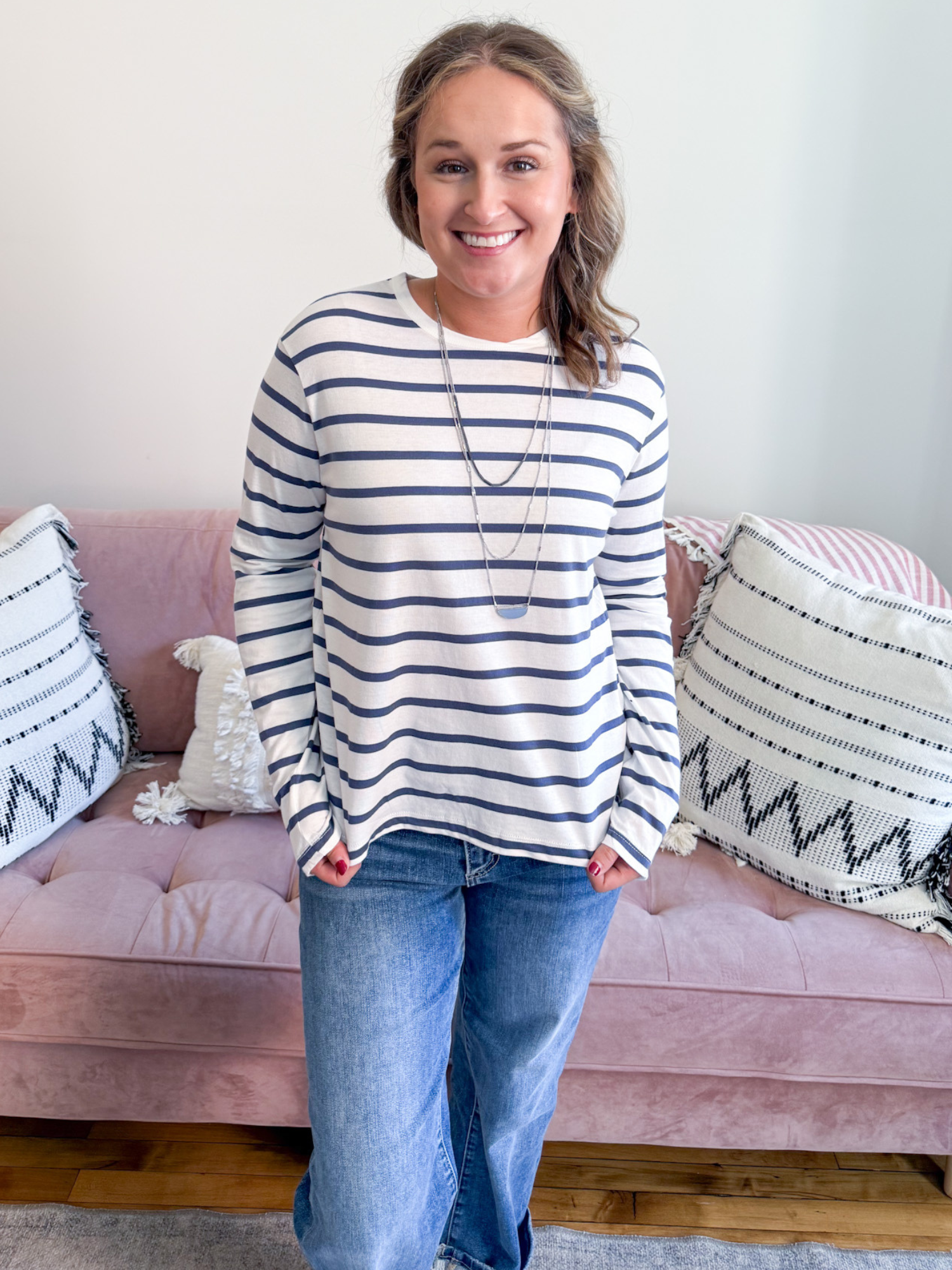 Leni Striped Long Sleeve - Blue - The Collective Rose