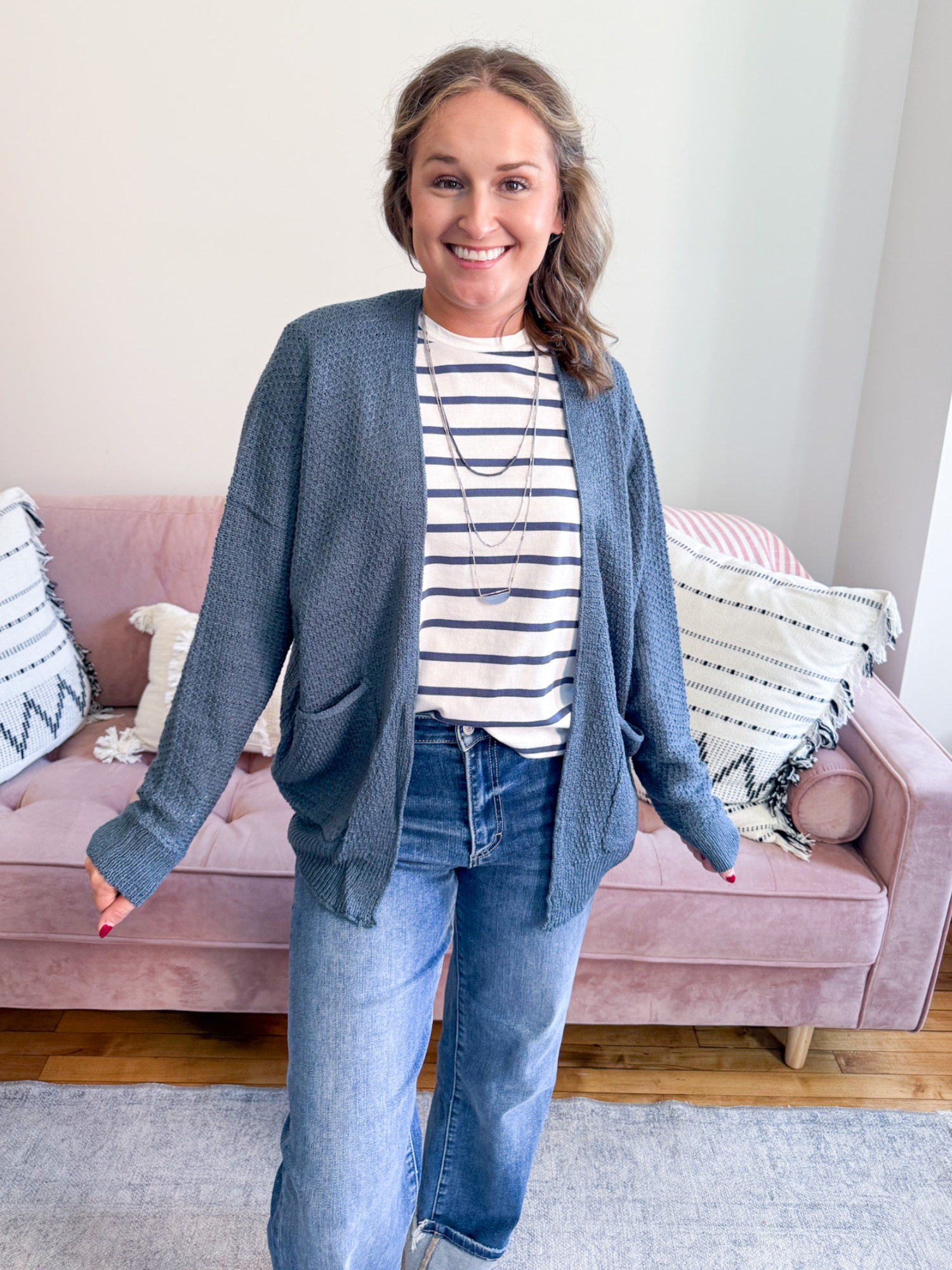 Ari Lightweight Cardigan - Blue - The Collective Rose