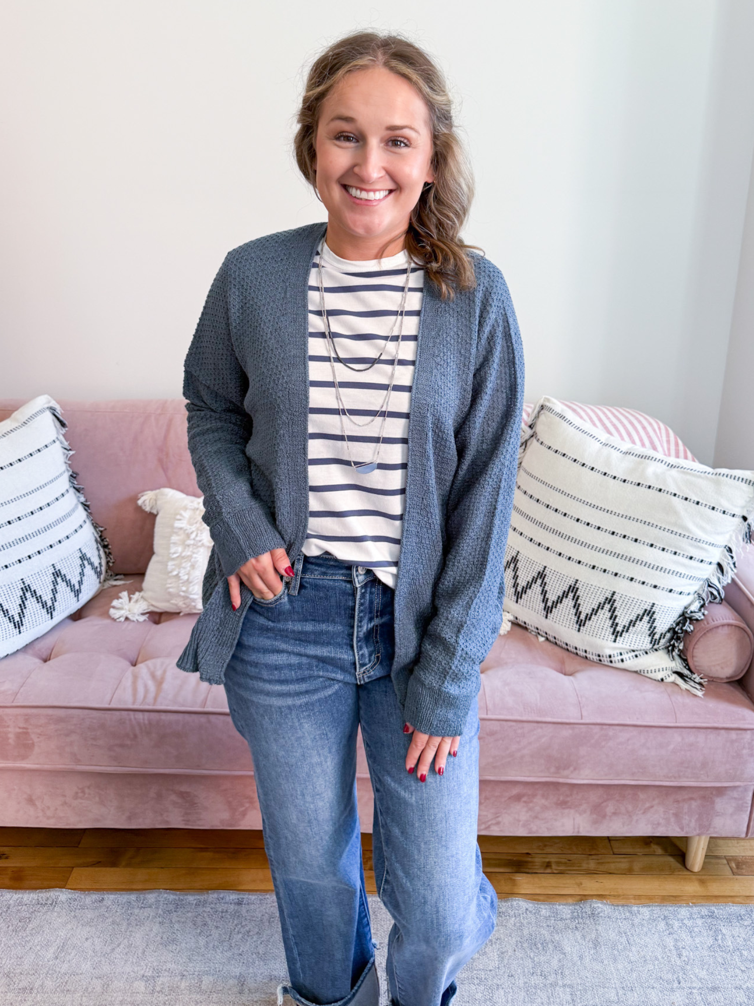 Ari Lightweight Cardigan - Blue - The Collective Rose