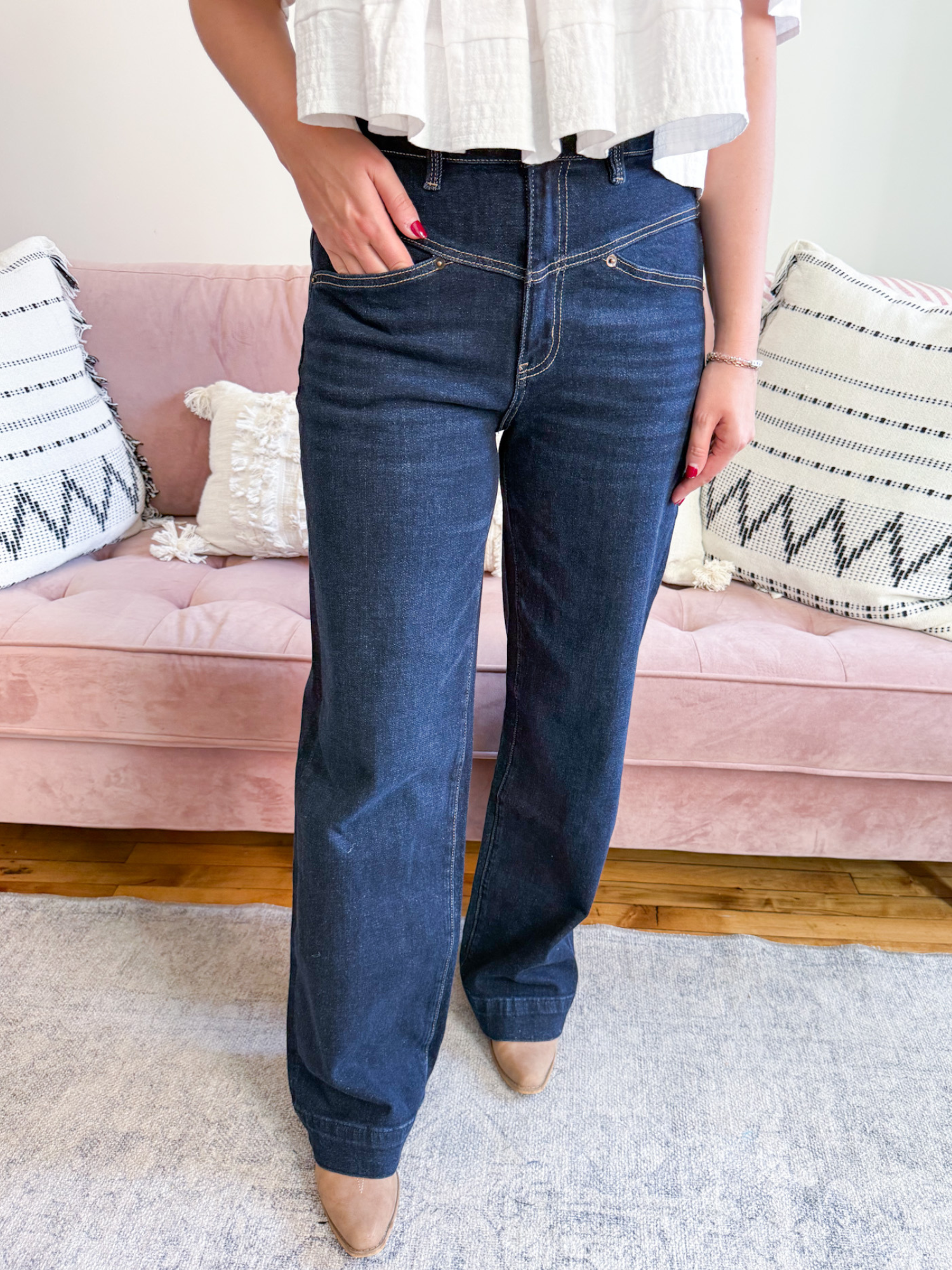 Super High Rise Western Wide Leg - The Collective Rose