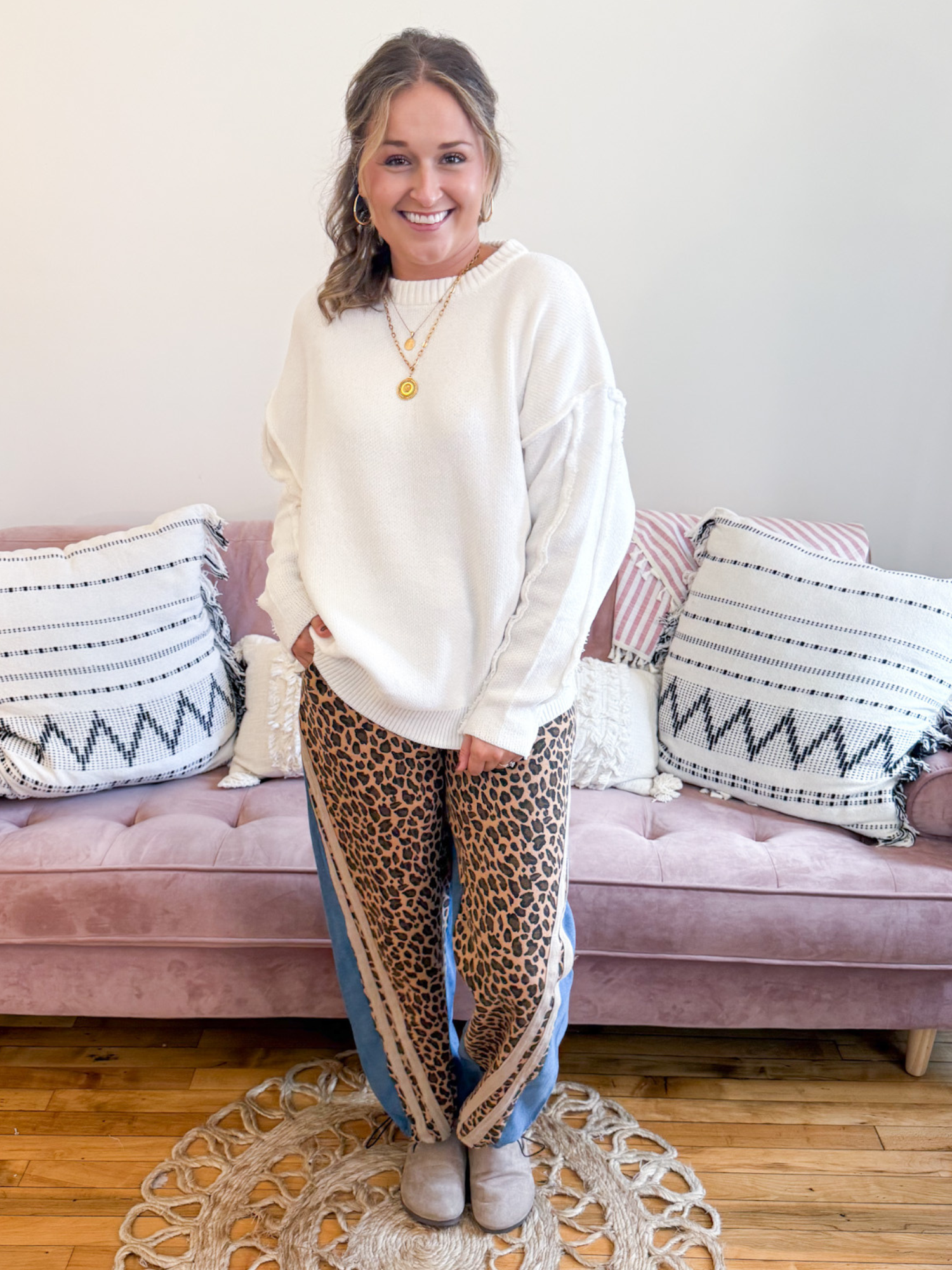 Piper Exposed Seam Sweater - White