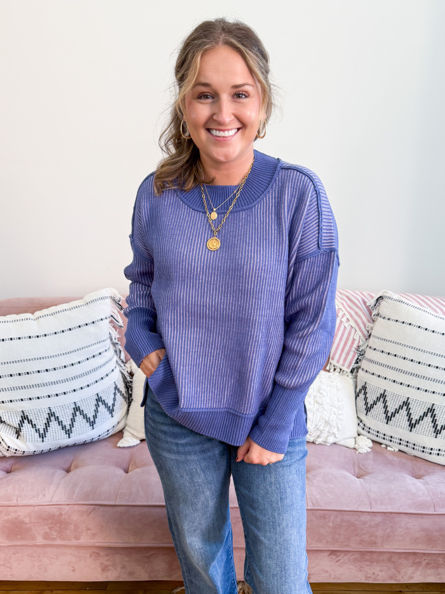 Blueberry Two Tone Sweater
