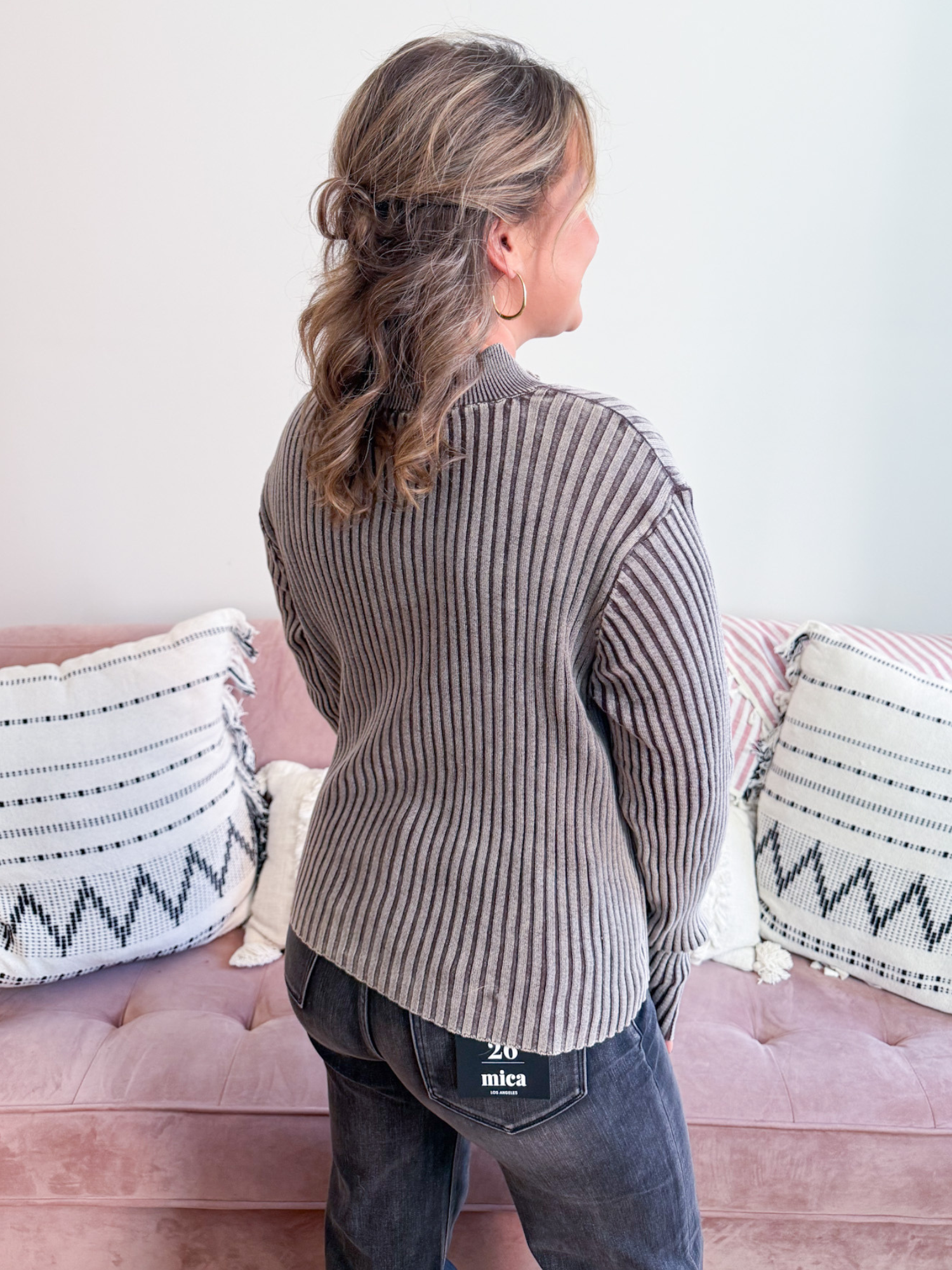 Simone Two Tone Zip Up Sweater
