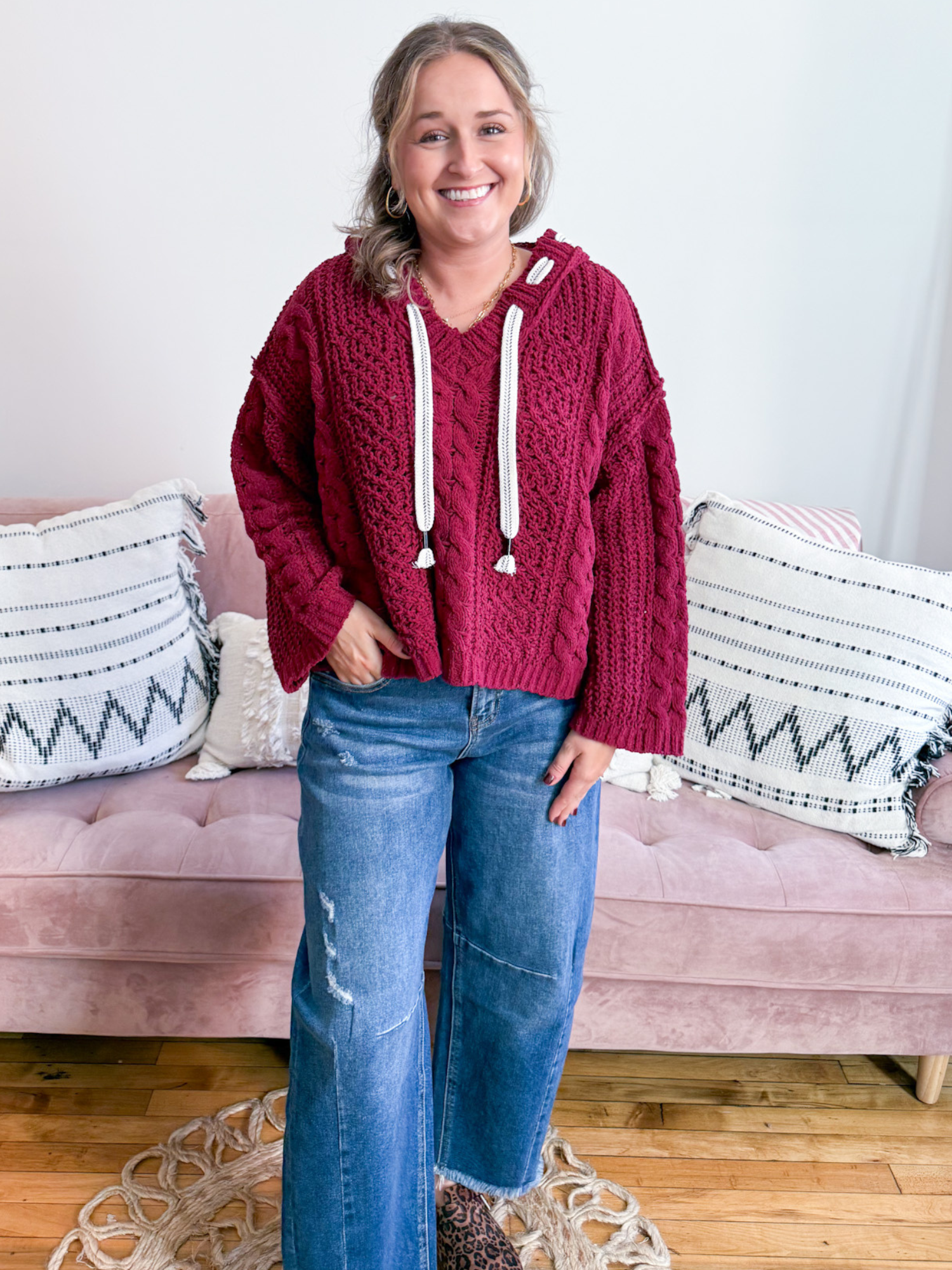 Vail Hooded Sweater - Cabernet