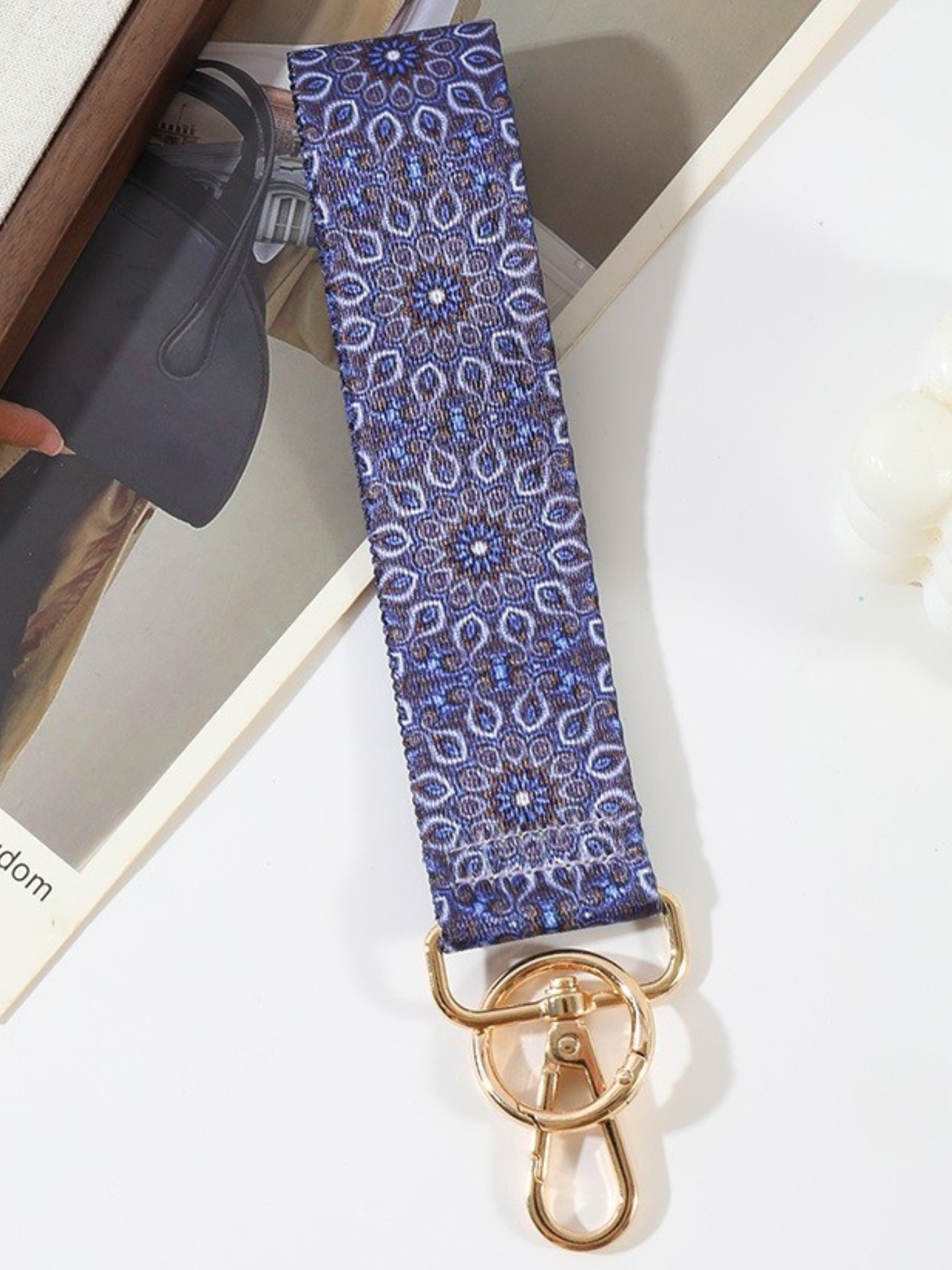 Jacquard Weave Wristlet Keychain - Purple - The Collective Rose