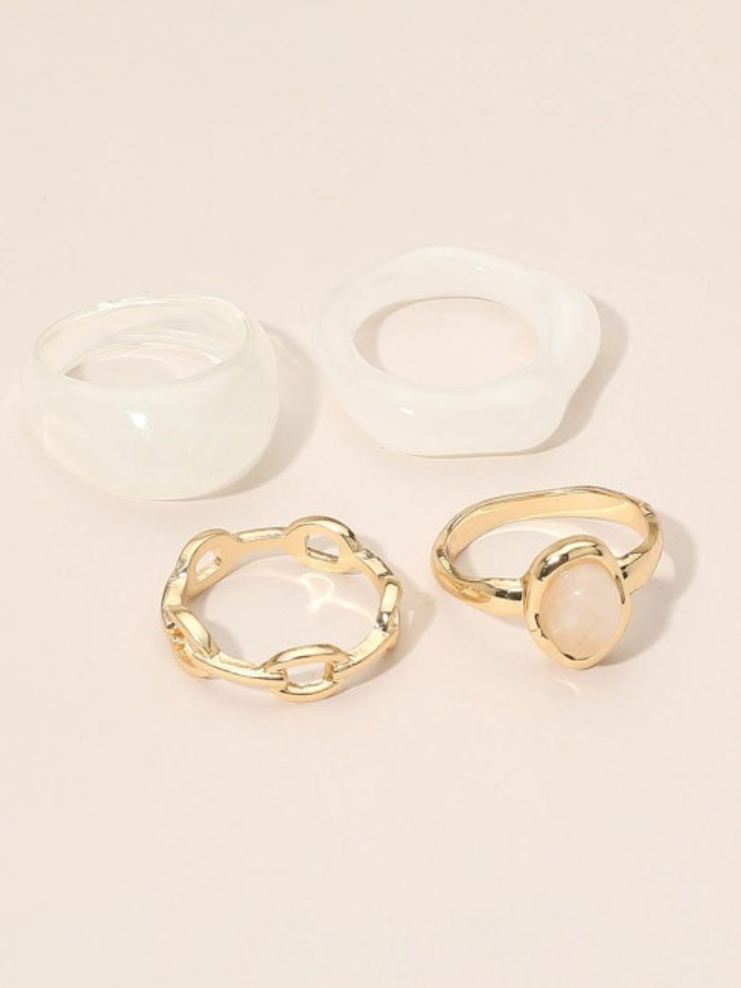 Gemstone Stackable Ring Set - Ivory - The Collective Rose