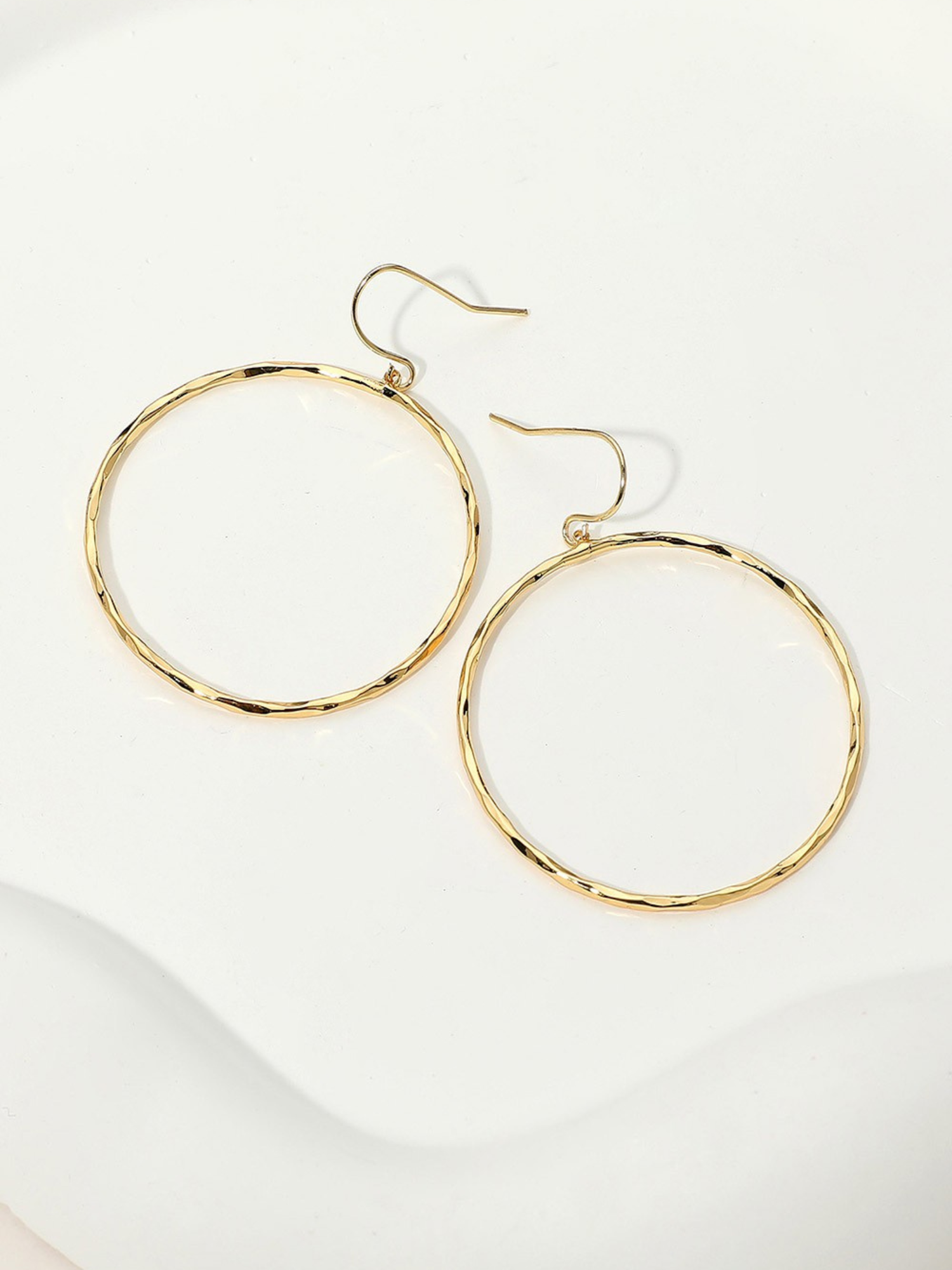 Textured Hoop Dangle Earrings - Large - The Collective Rose