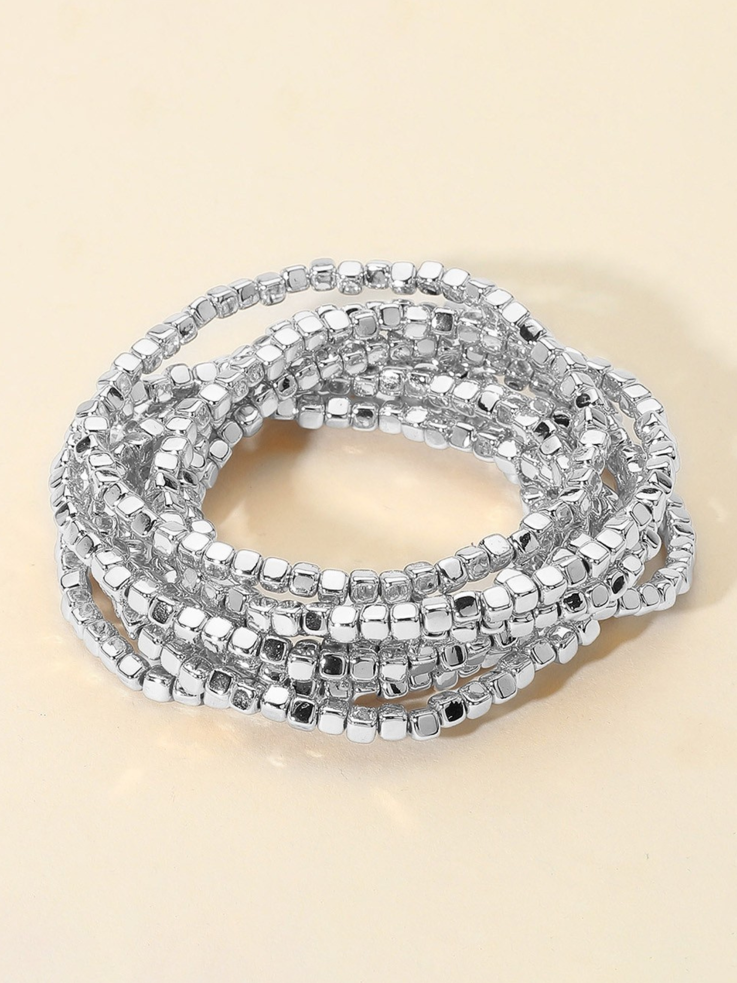 Silver Beaded Bracelet Set - The Collective Rose