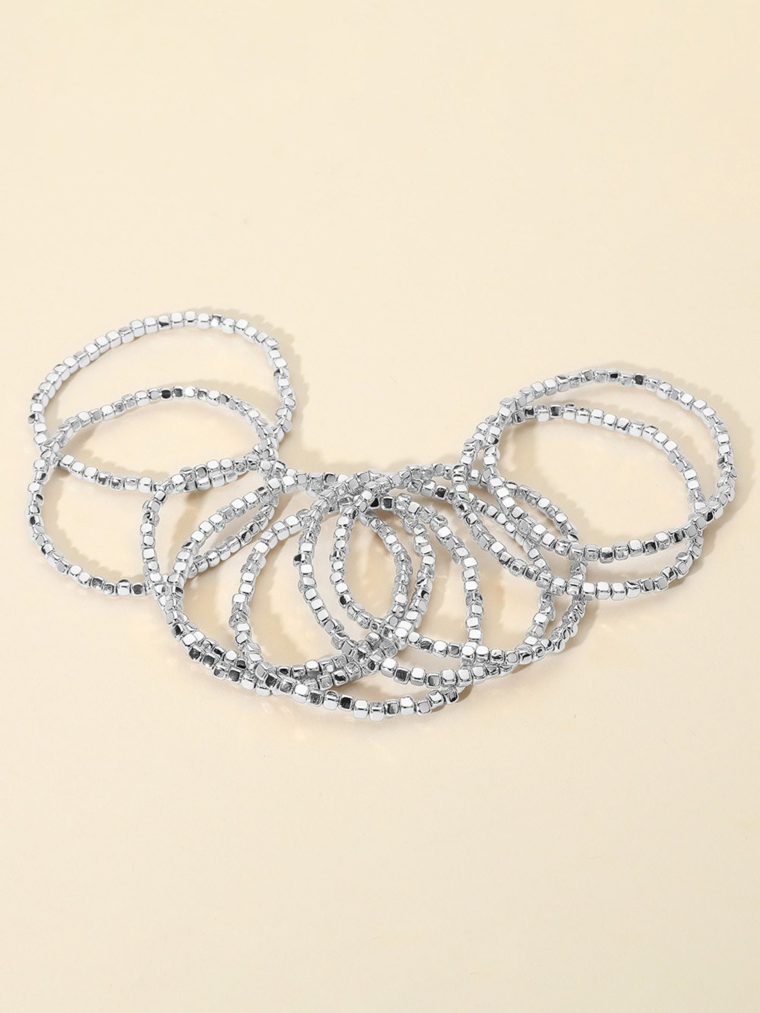 Silver Beaded Bracelet Set - The Collective Rose