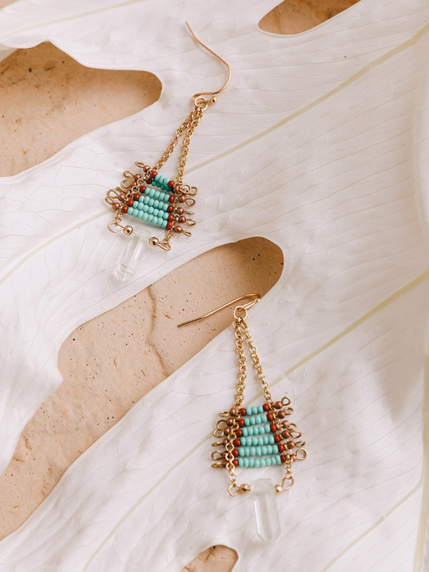 Seed Bead Crystal Drop Earrings - The Collective Rose
