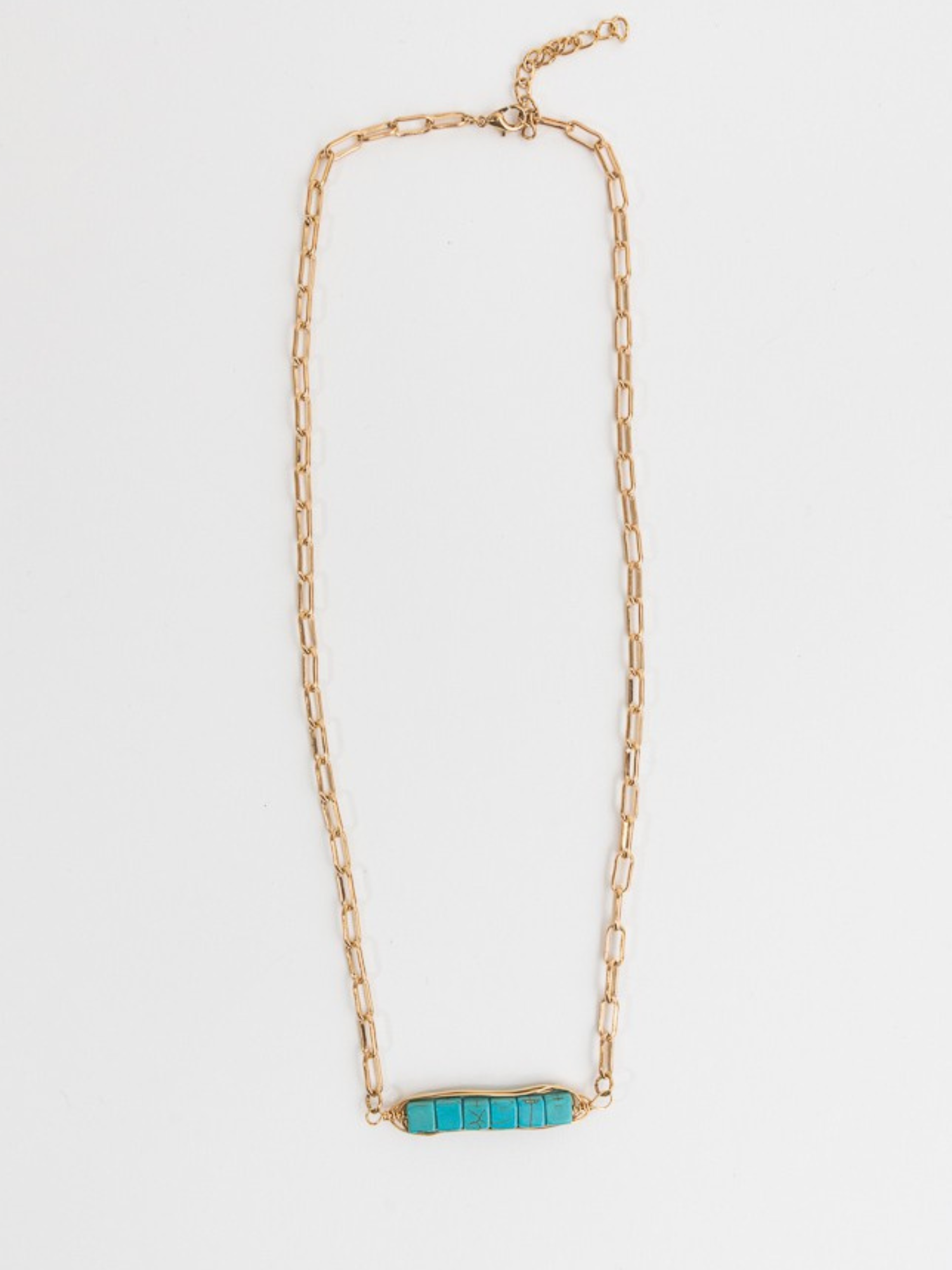 Turquoise & Gold Chain Necklace - The Collective Rose