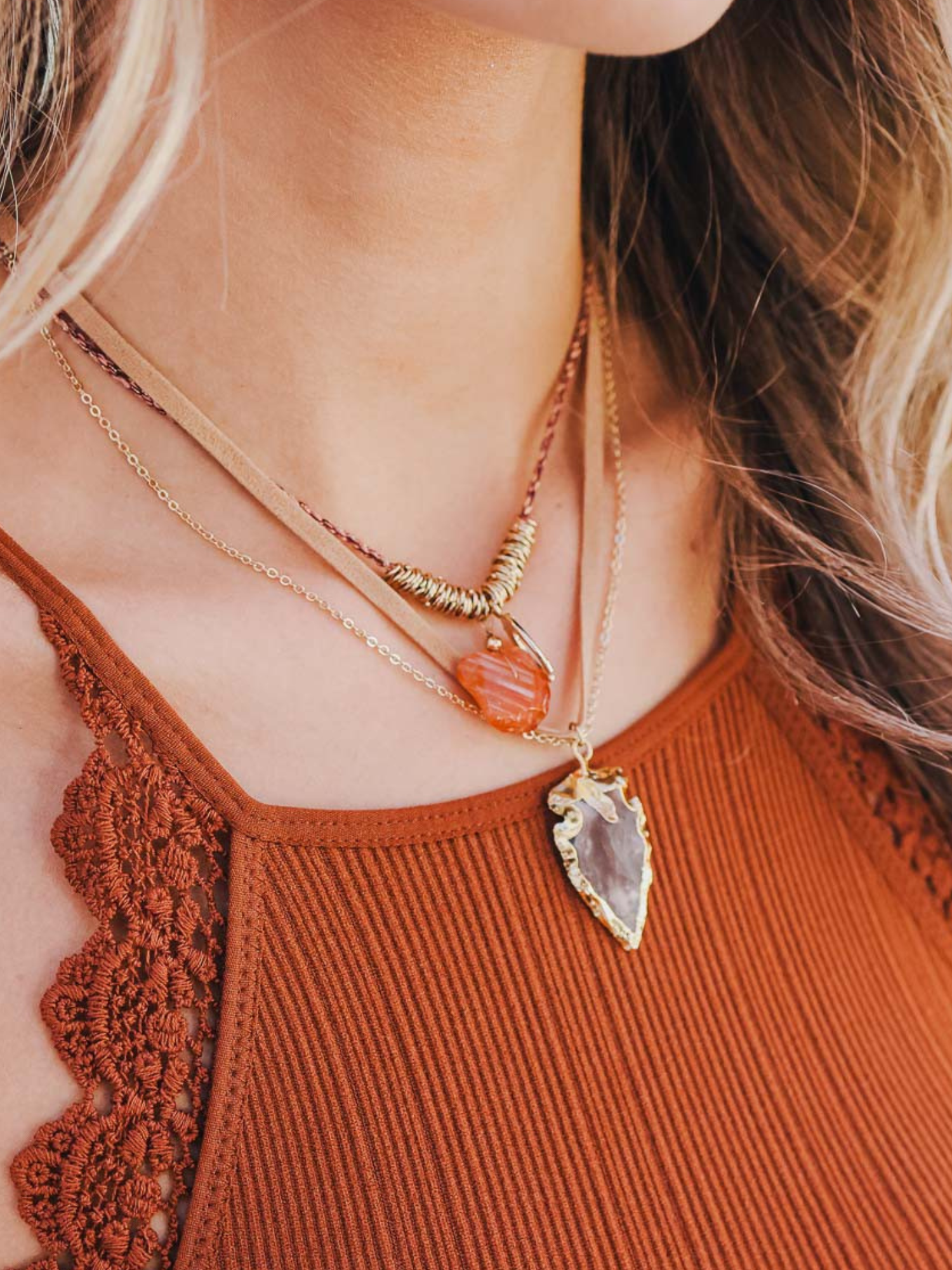 Suede Layered Necklace - The Collective Rose