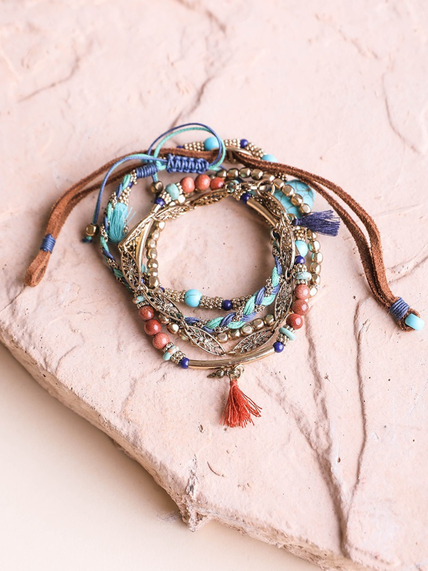 Turquoise Suede Bracelet Stack - The Collective Rose