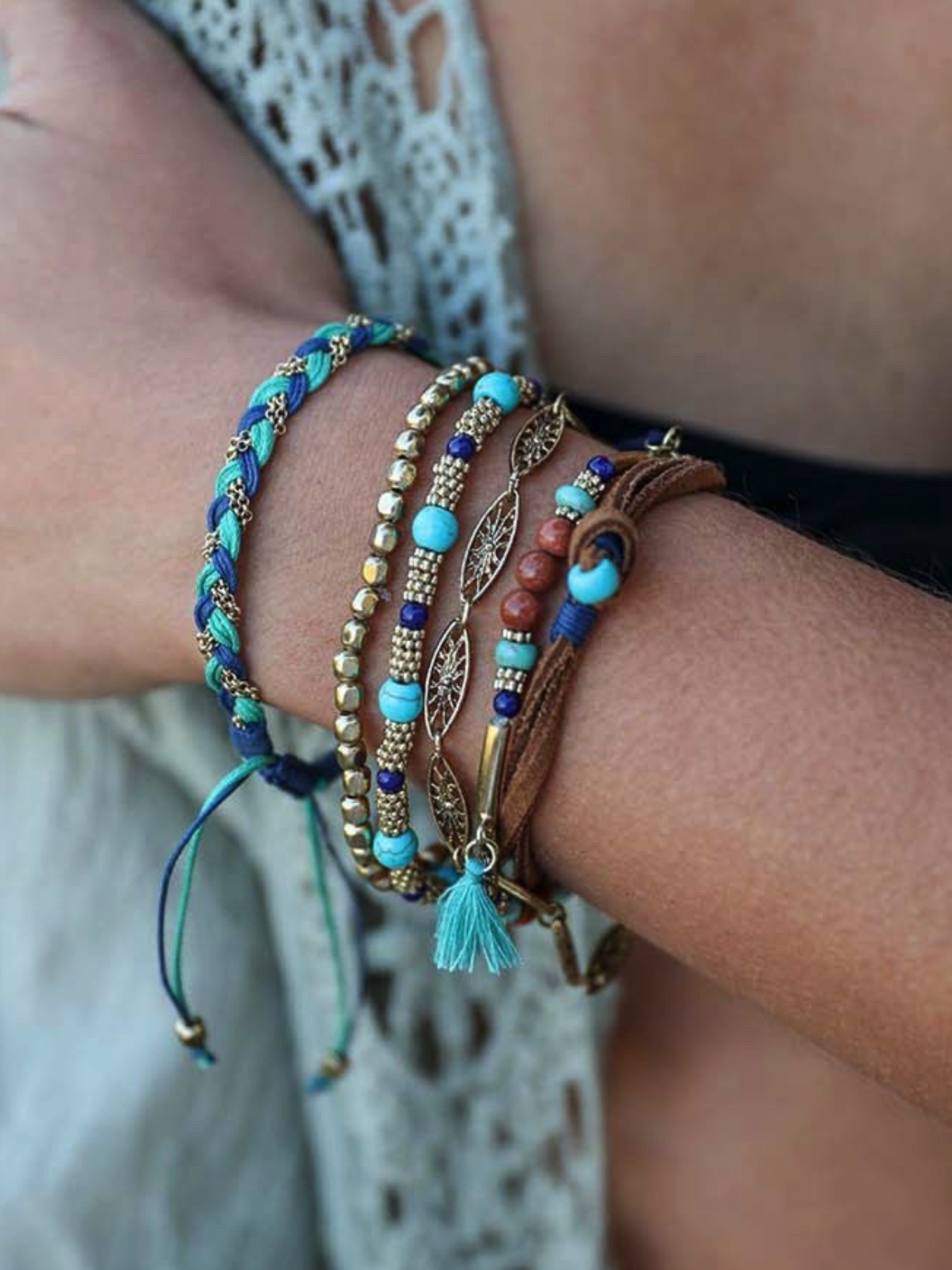 Turquoise Suede Bracelet Stack - The Collective Rose