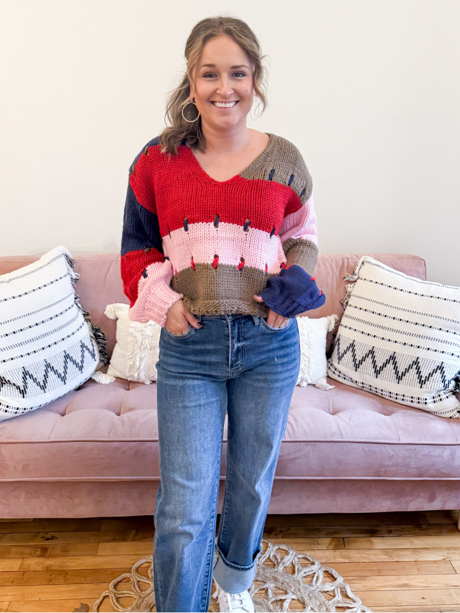 Kenley Colorblock Sweater - The Collective Rose