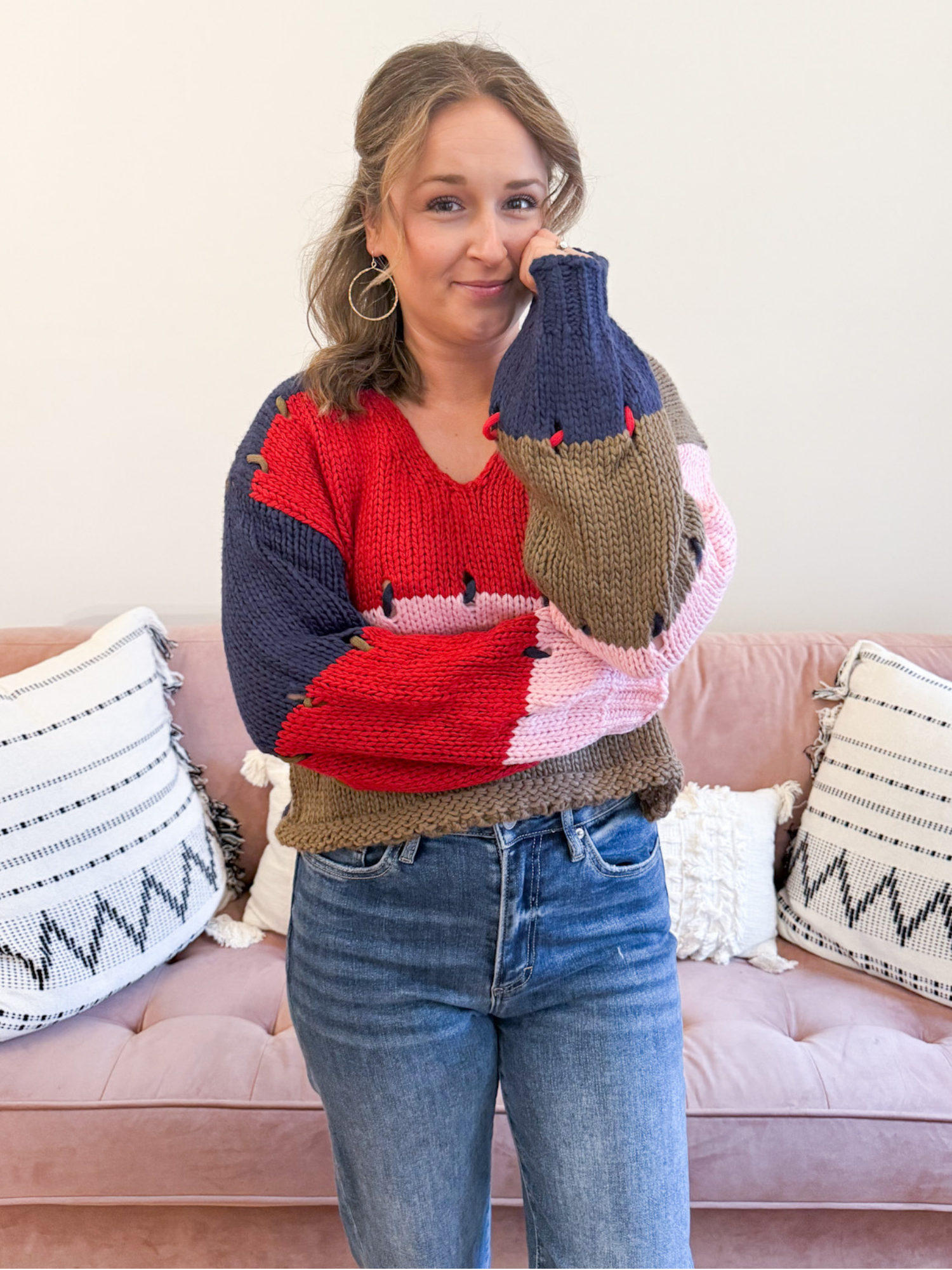 Kenley Colorblock Sweater - The Collective Rose