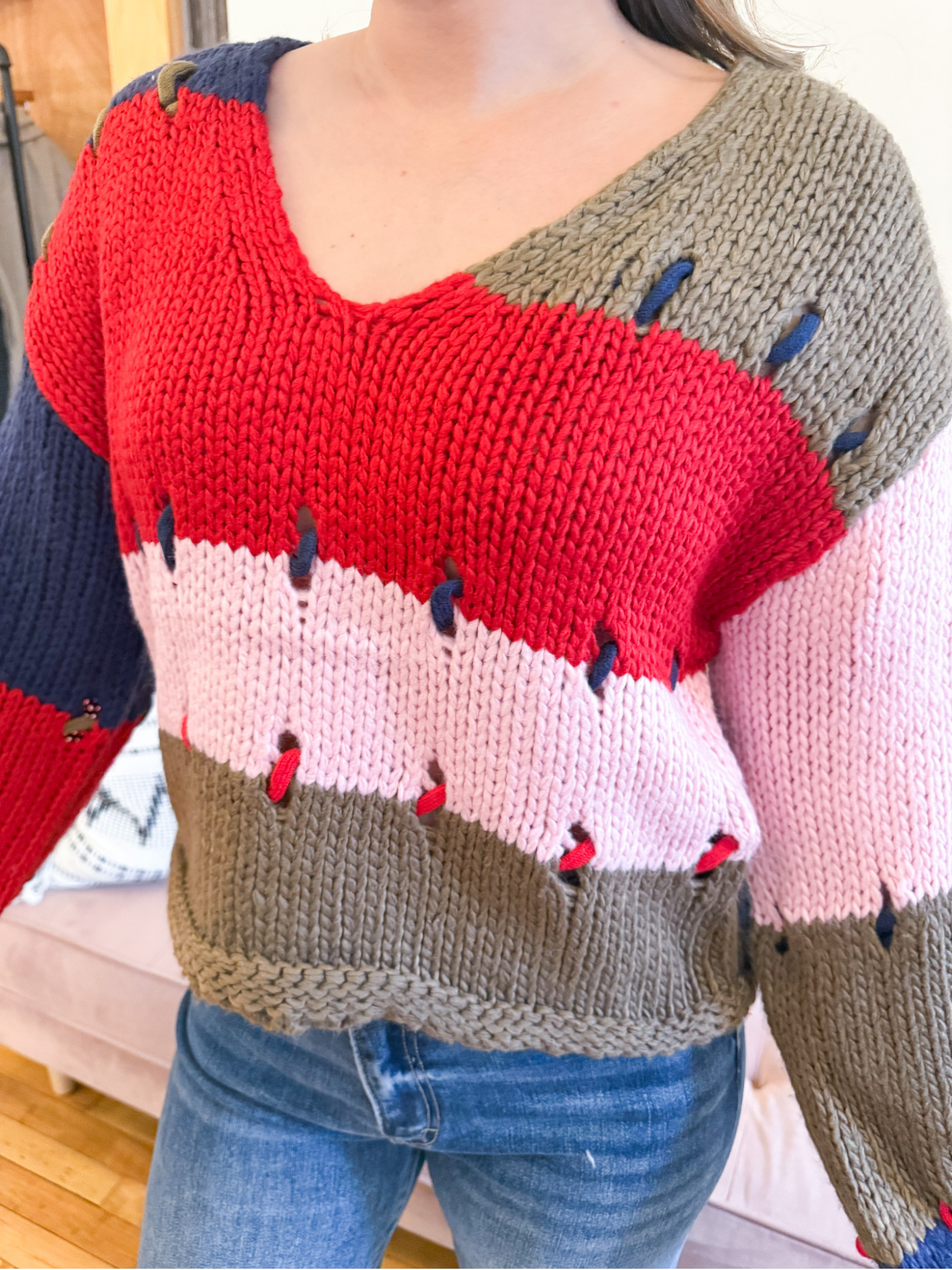 Kenley Colorblock Sweater - The Collective Rose