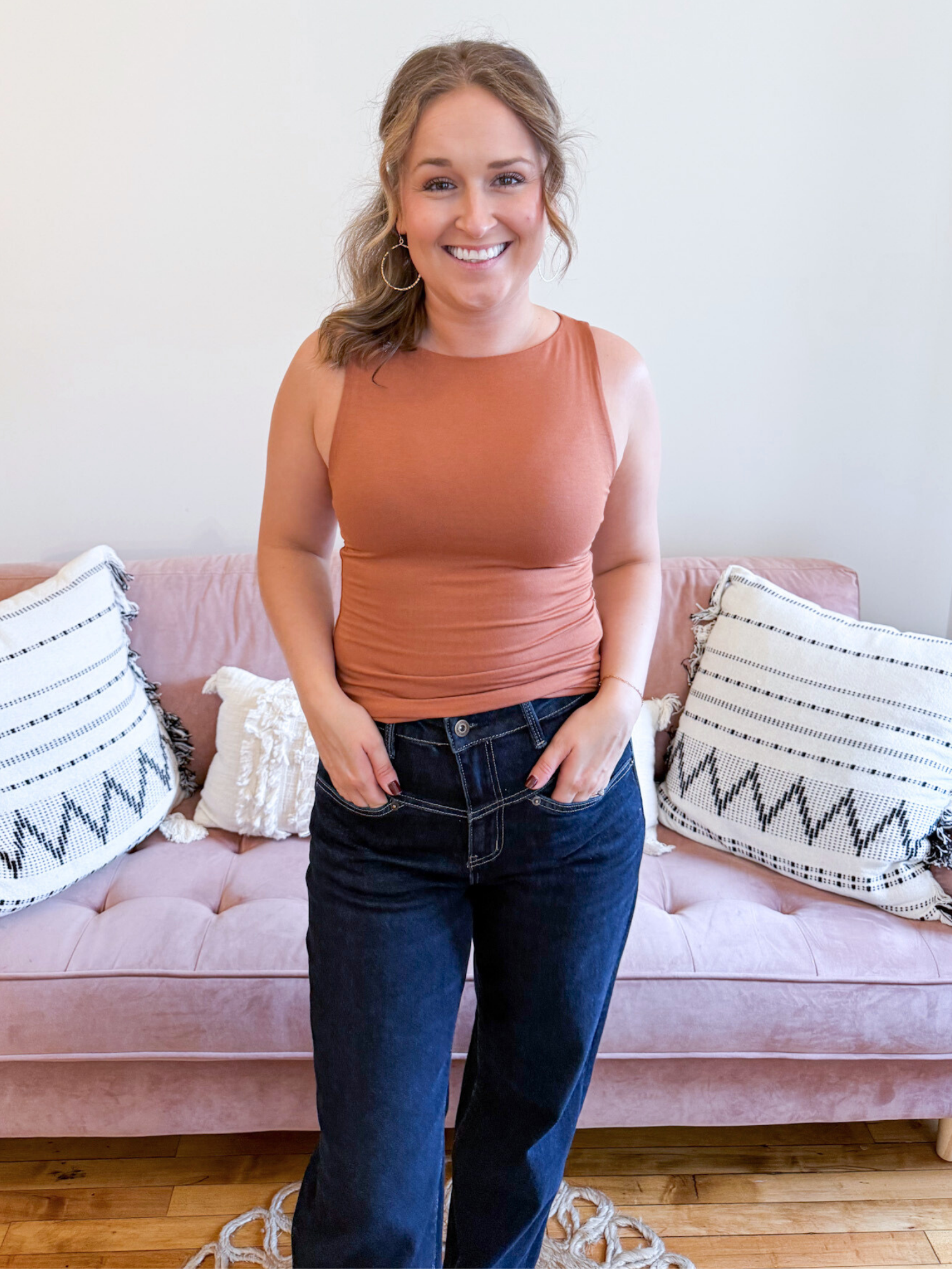 Boat Neck Everyday Tank - Bisque - The Collective Rose