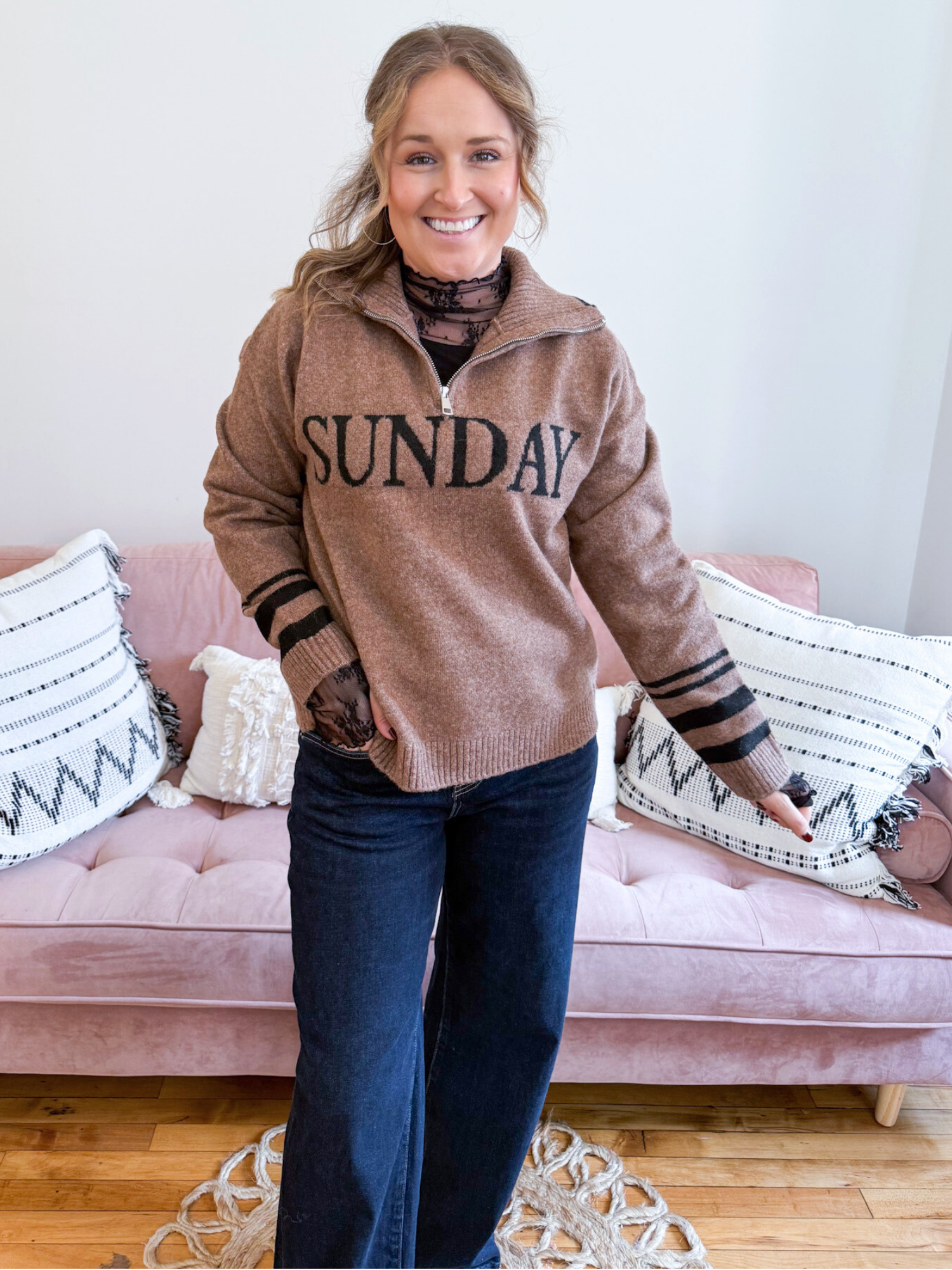 Sunday Quarter Zip Sweater - The Collective Rose