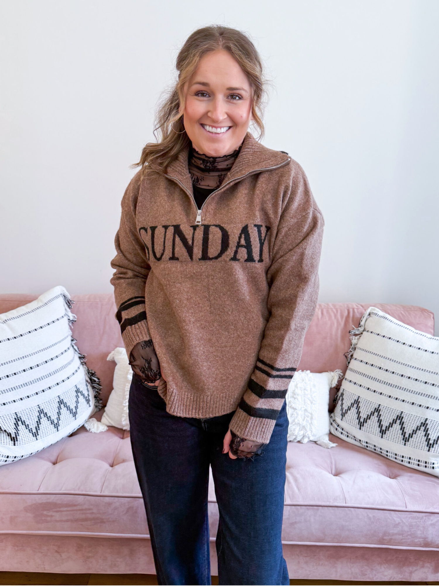 Sunday Quarter Zip Sweater - The Collective Rose