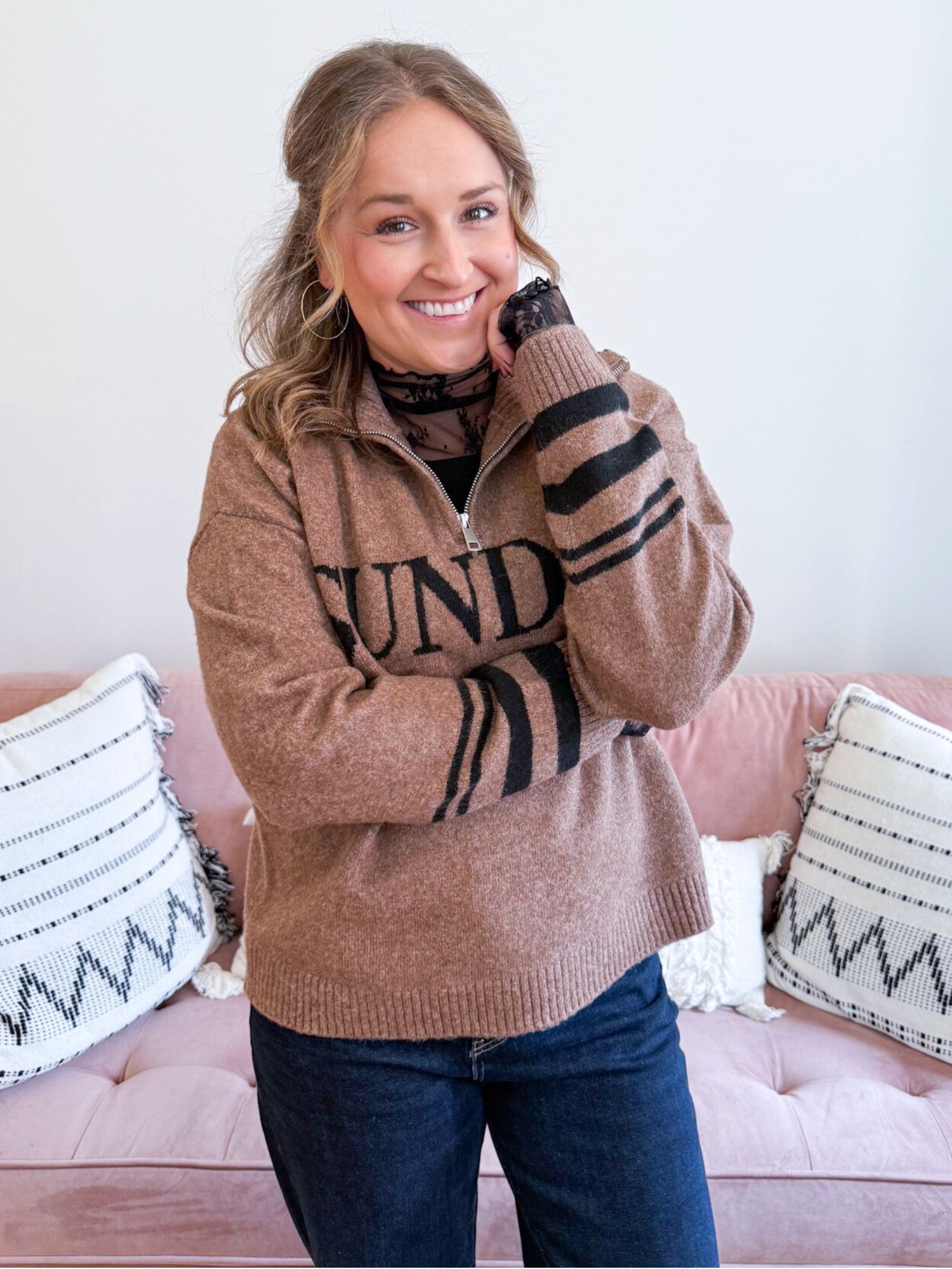 Sunday Quarter Zip Sweater - The Collective Rose