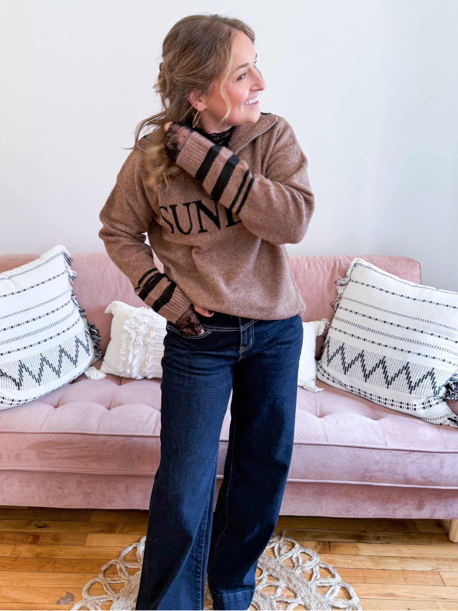 Sunday Quarter Zip Sweater - The Collective Rose