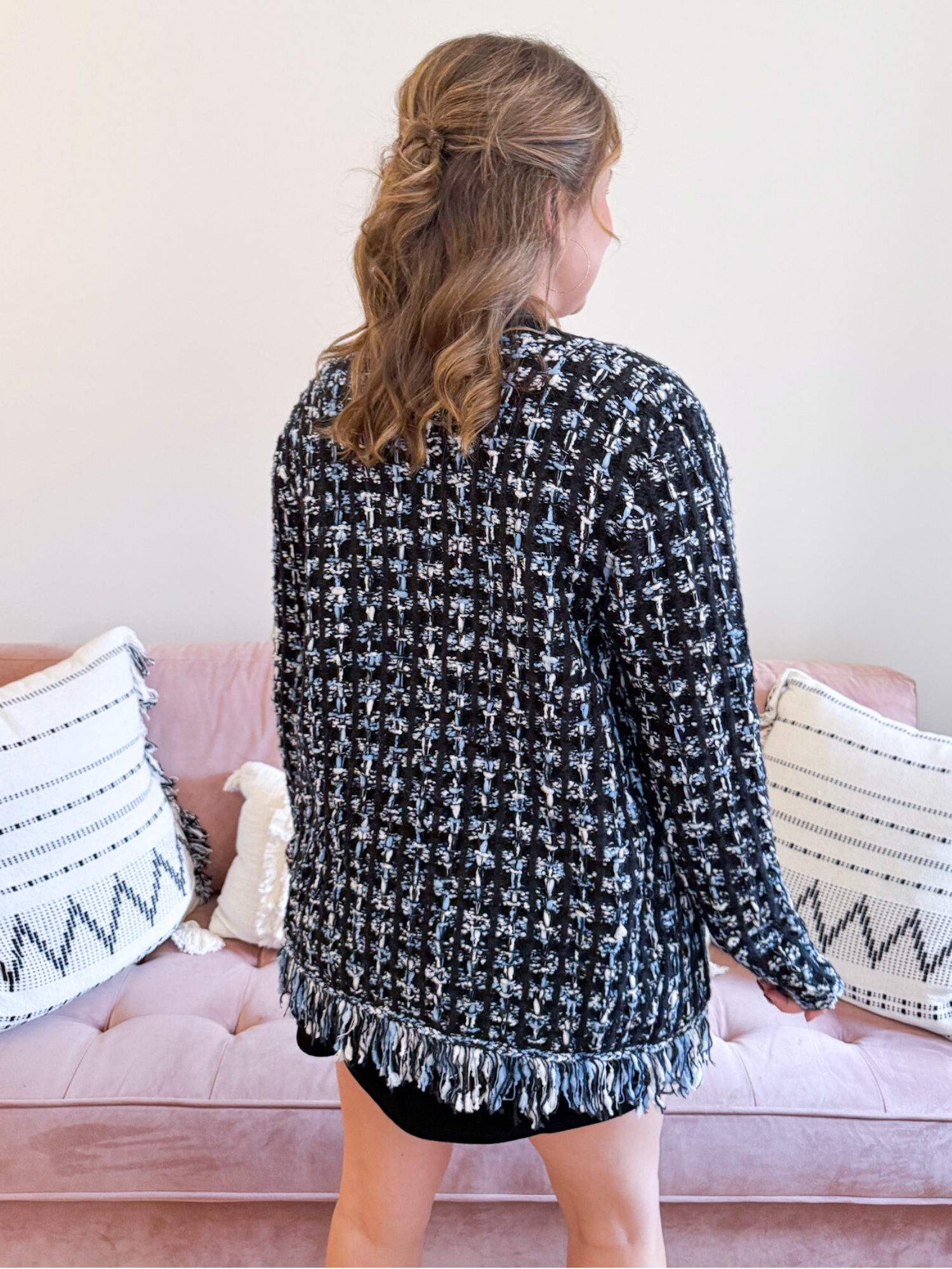Coco Fringe Tweed Cardigan - The Collective Rose