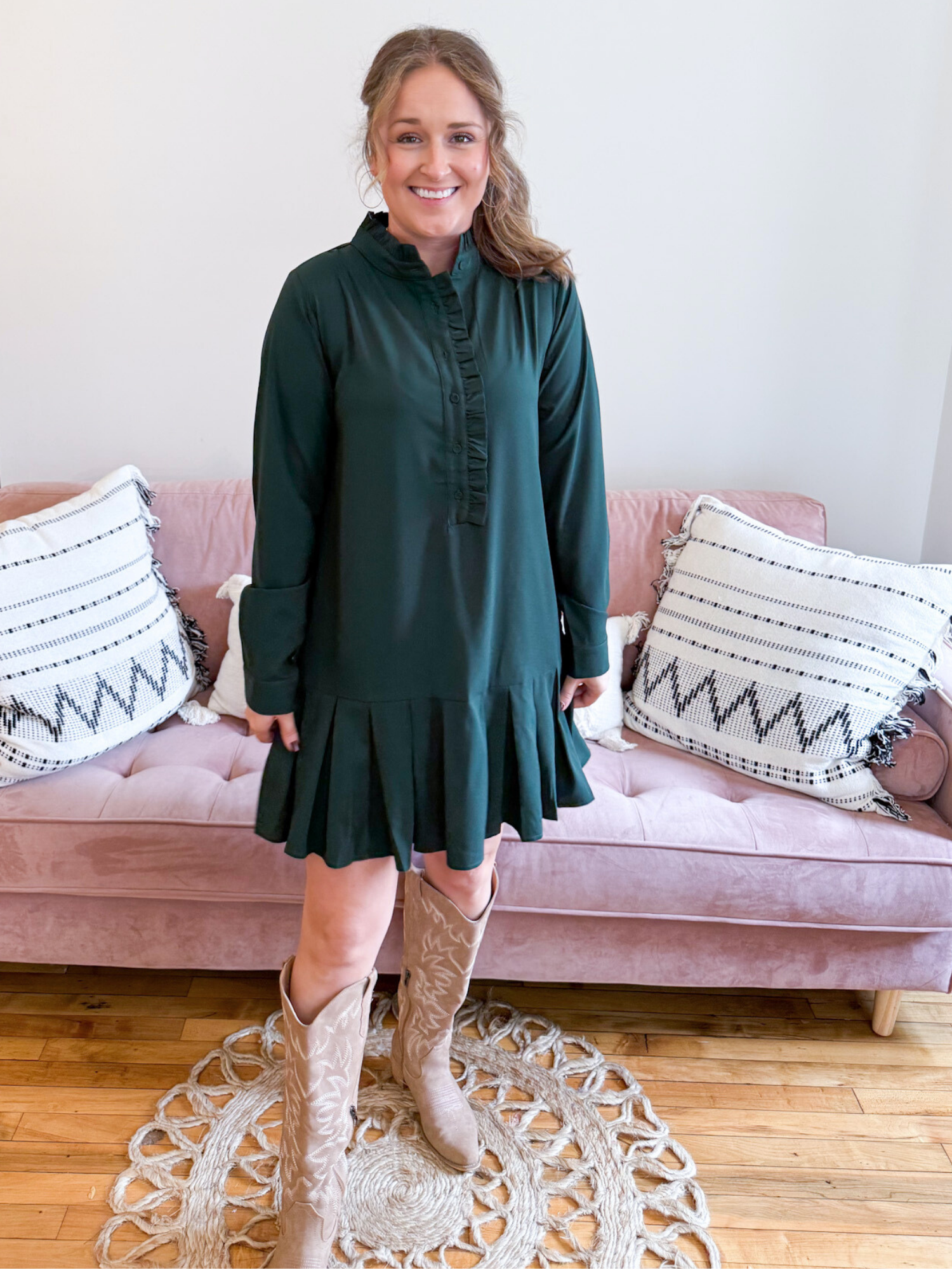 Esme Pleated Shift Dress - The Collective Rose