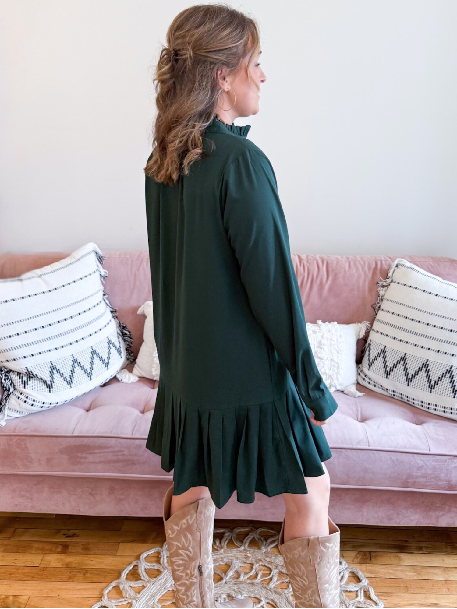 Esme Pleated Shift Dress - The Collective Rose