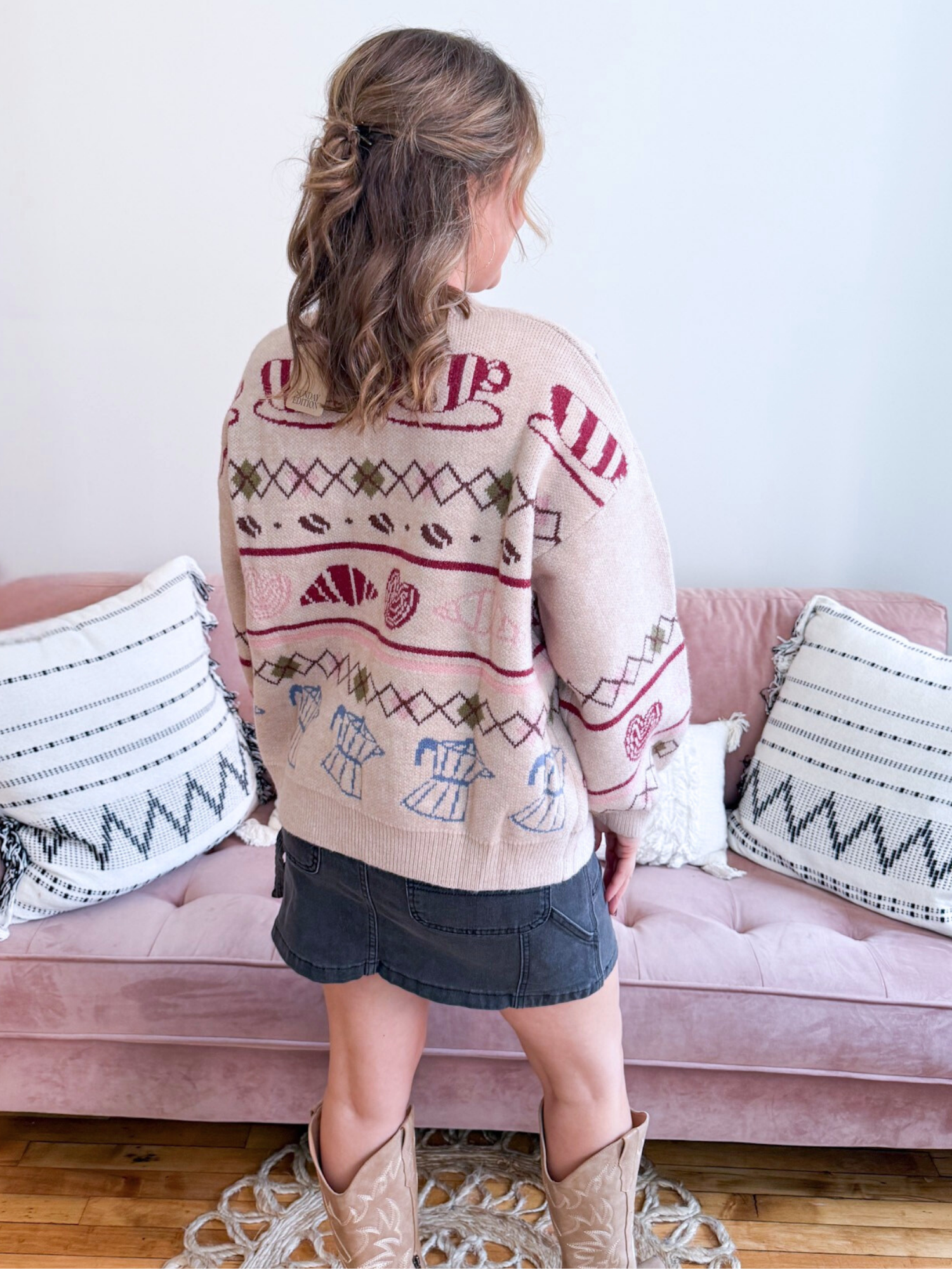 Cafe & Croissants Cardigan - The Collective Rose
