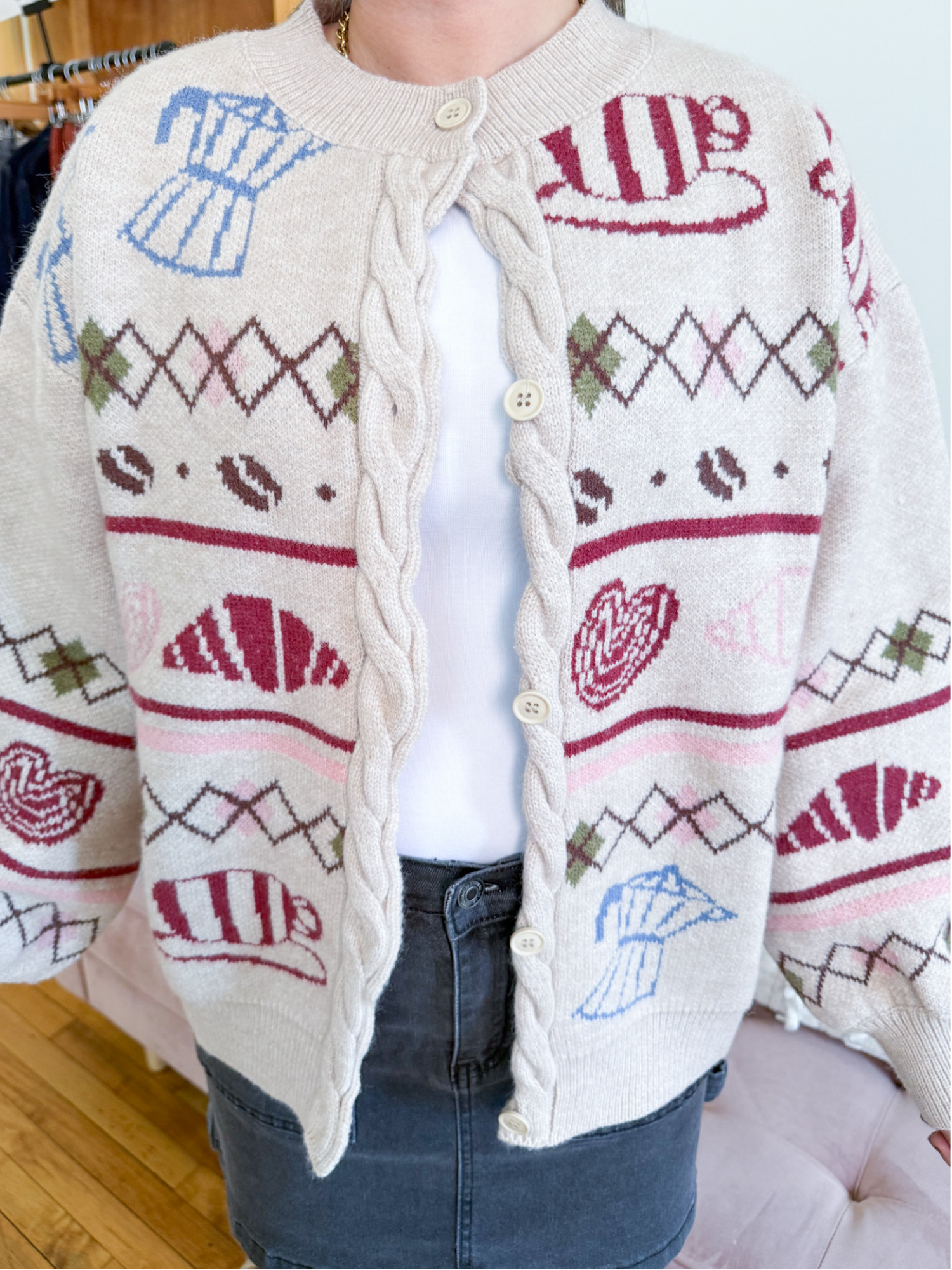 Cafe & Croissants Cardigan - The Collective Rose