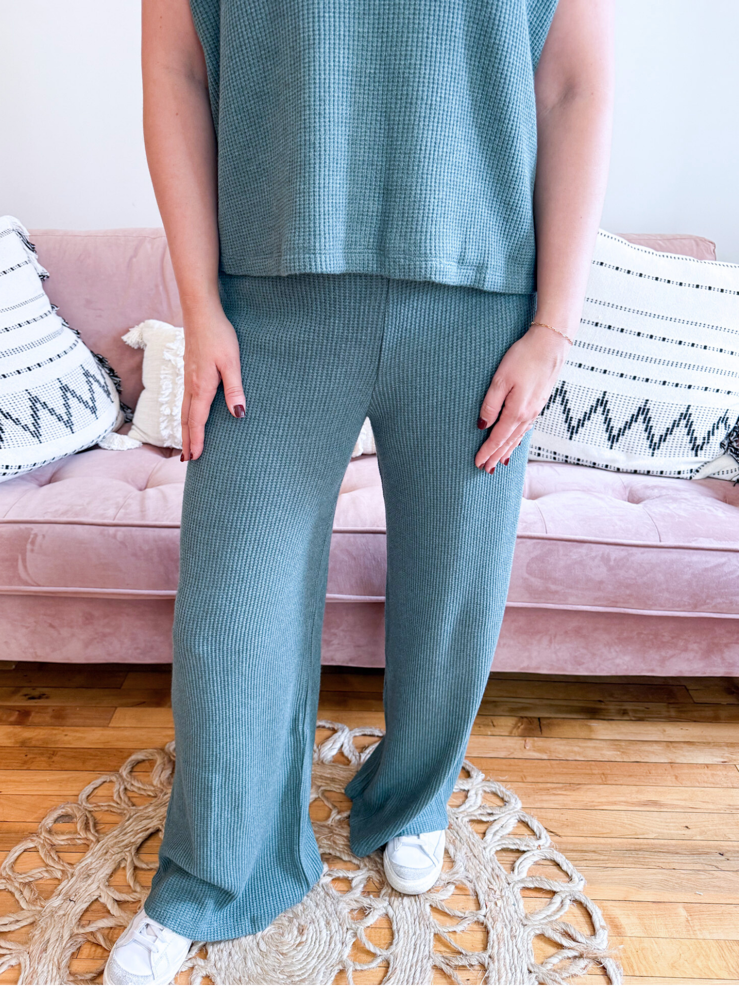 Mara Wide Leg Sweater Pants - Ash Jade - The Collective Rose