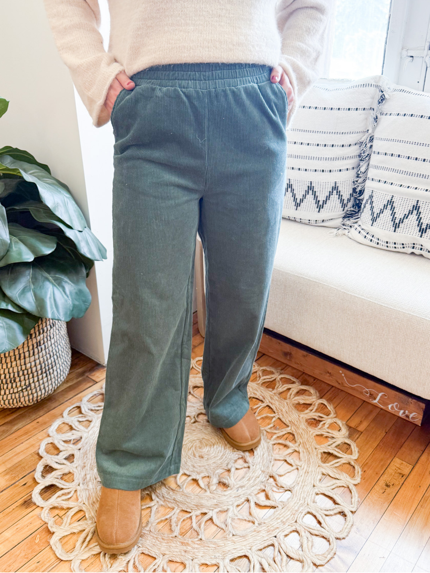 Sofia Corduroy Wide Leg Pants - The Collective Rose