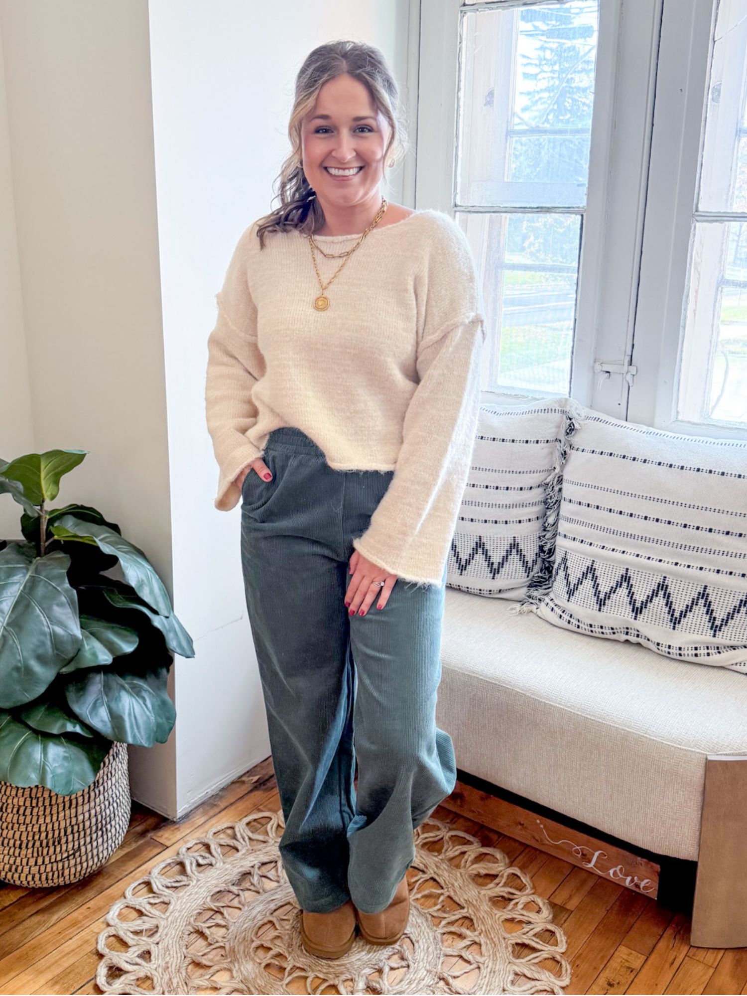 Sofia Corduroy Wide Leg Pants - The Collective Rose