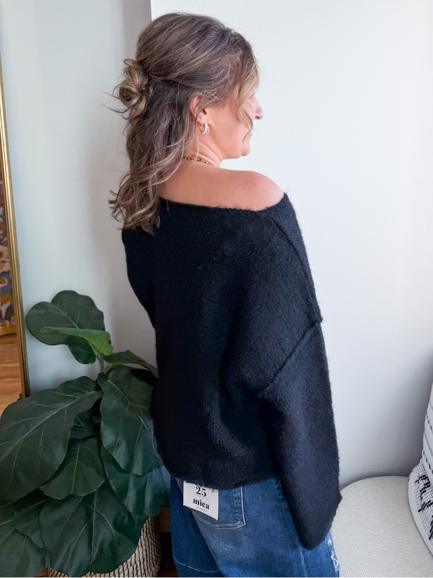 Max Boat Neck Sweater - Black - The Collective Rose