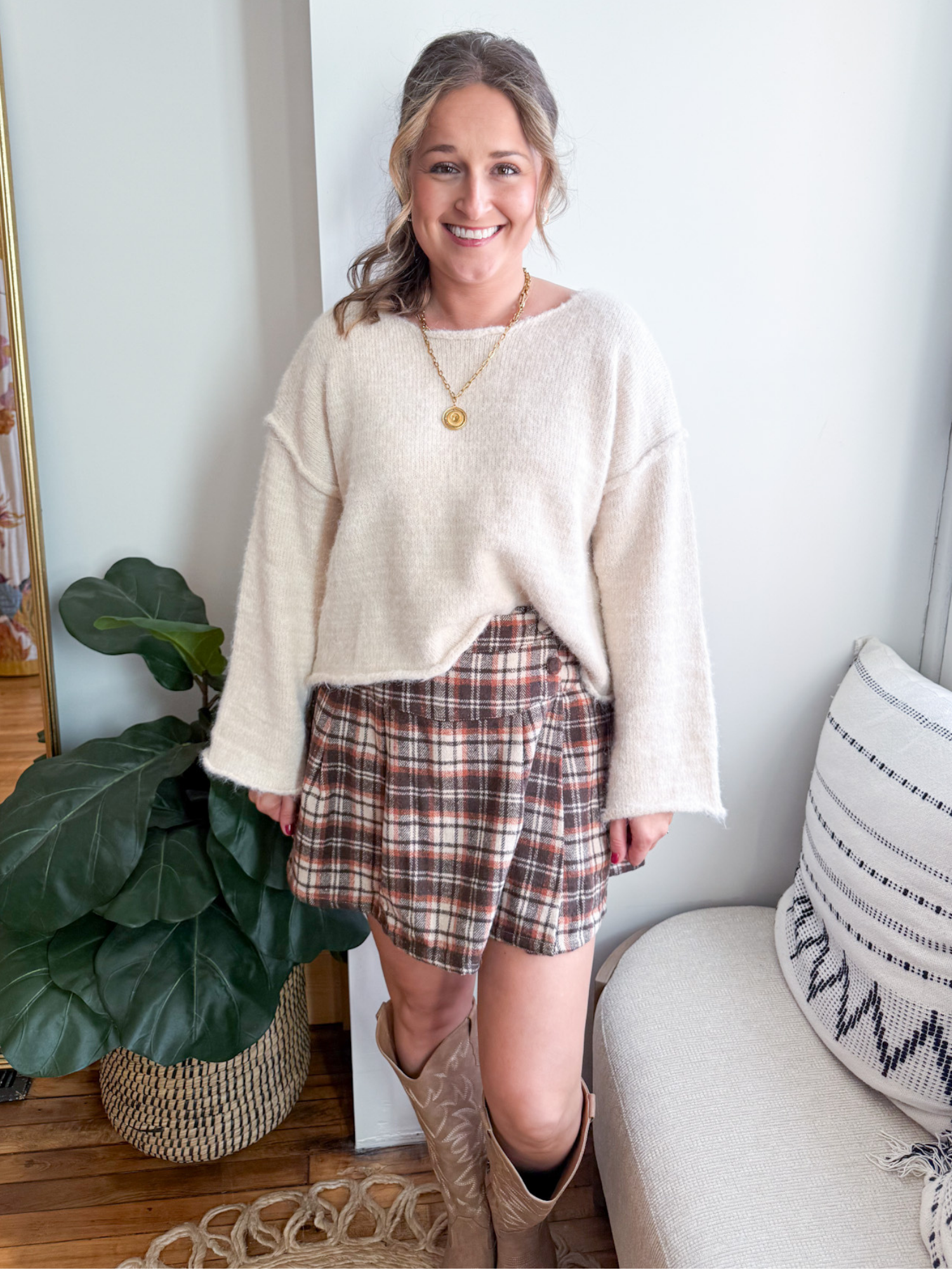 Max Boat Neck Sweater - Cream - The Collective Rose