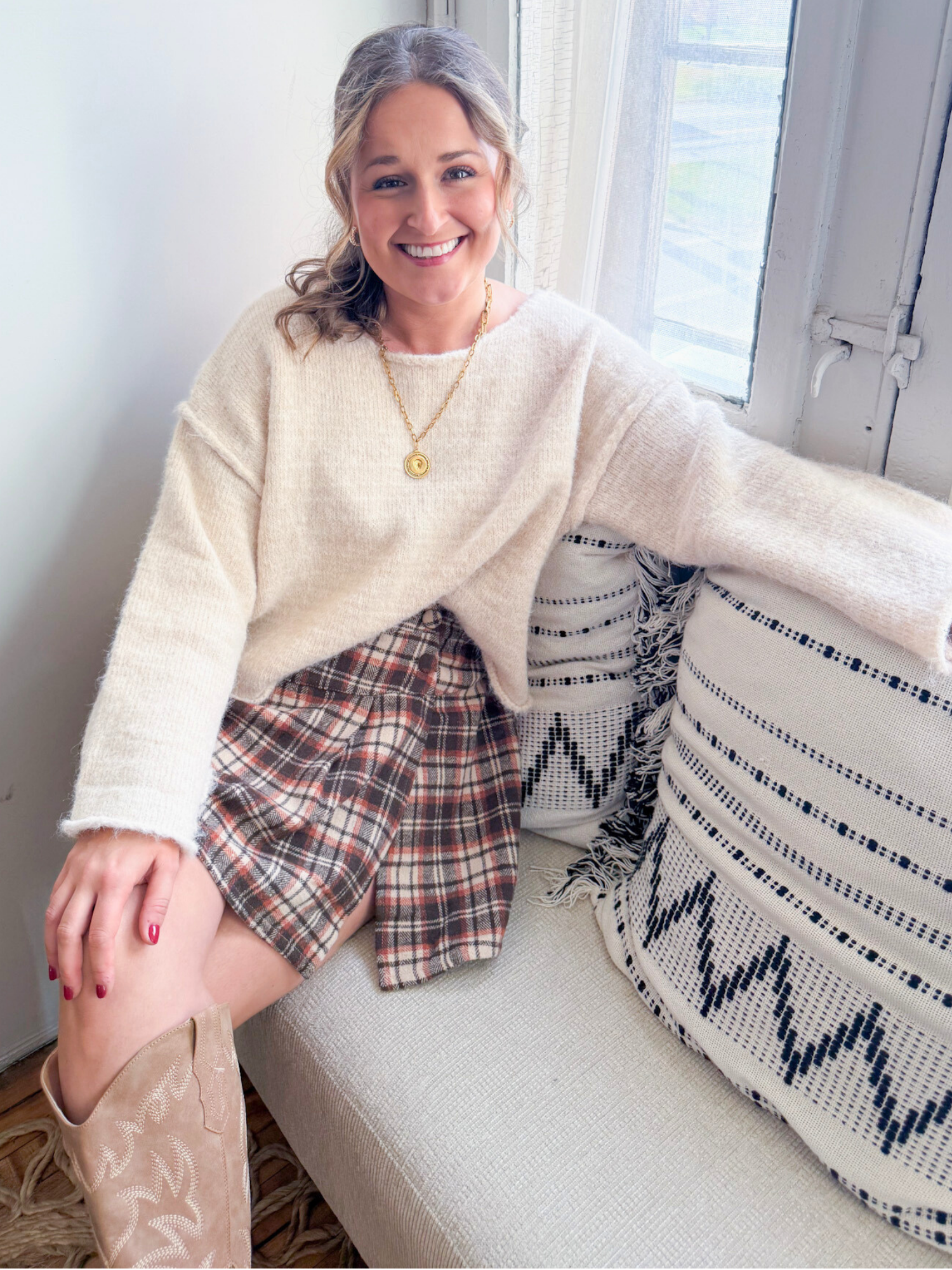 Max Boat Neck Sweater - Cream - The Collective Rose