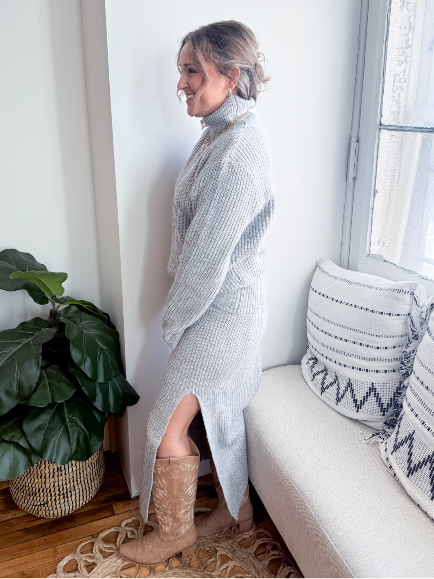 Bennie Ribbed Sweater Skirt - The Collective Rose