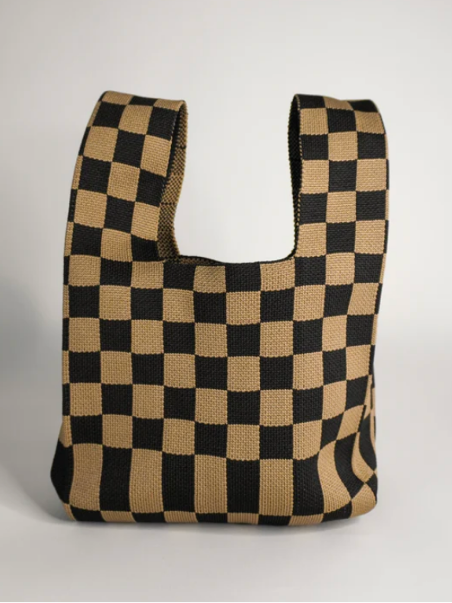 Classic Checkered Brown Washable Knot Bag - The Collective Rose