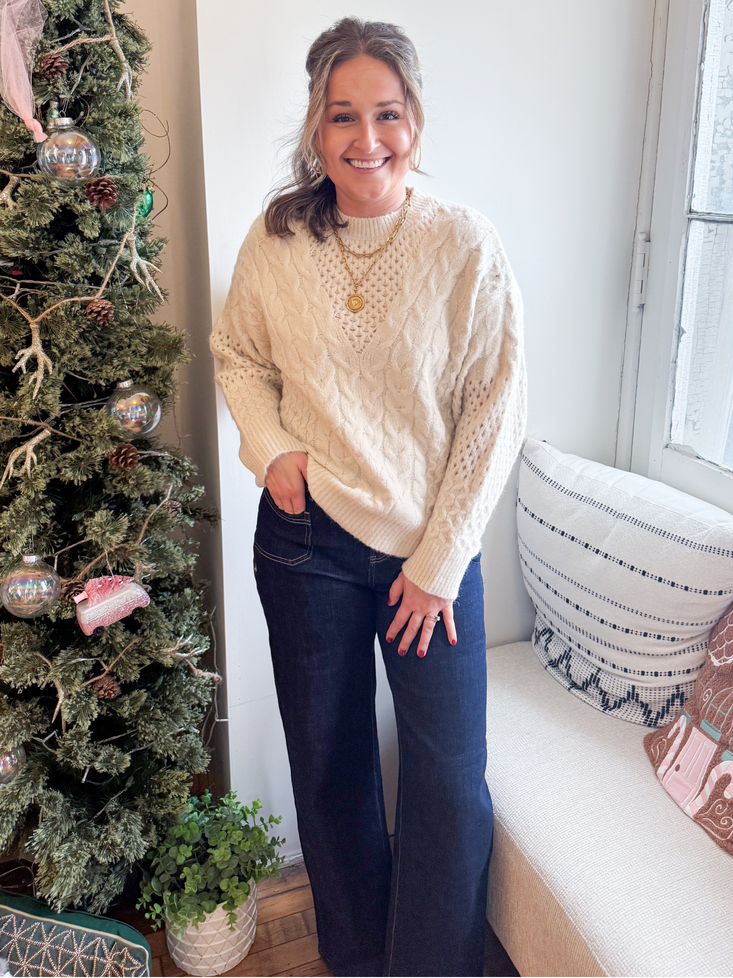 Brooklyn Cable Knit Mix Sweater