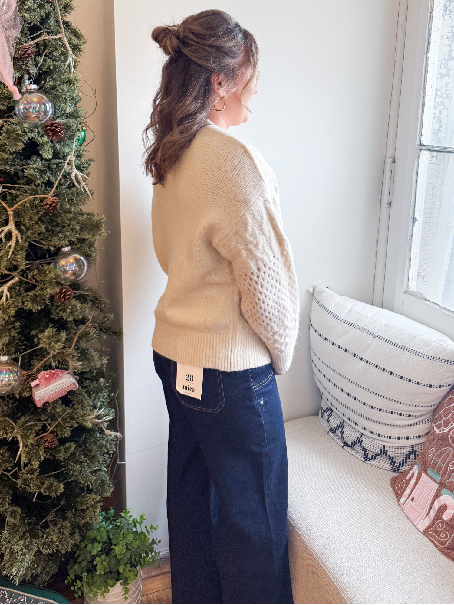 Brooklyn Cable Knit Mix Sweater