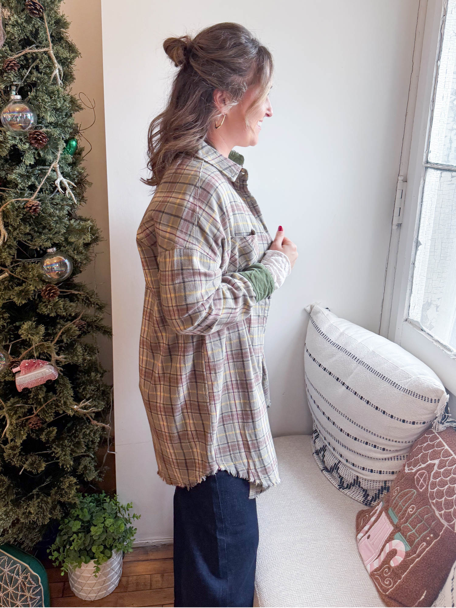 Mila Plaid Tunic Dress - Green