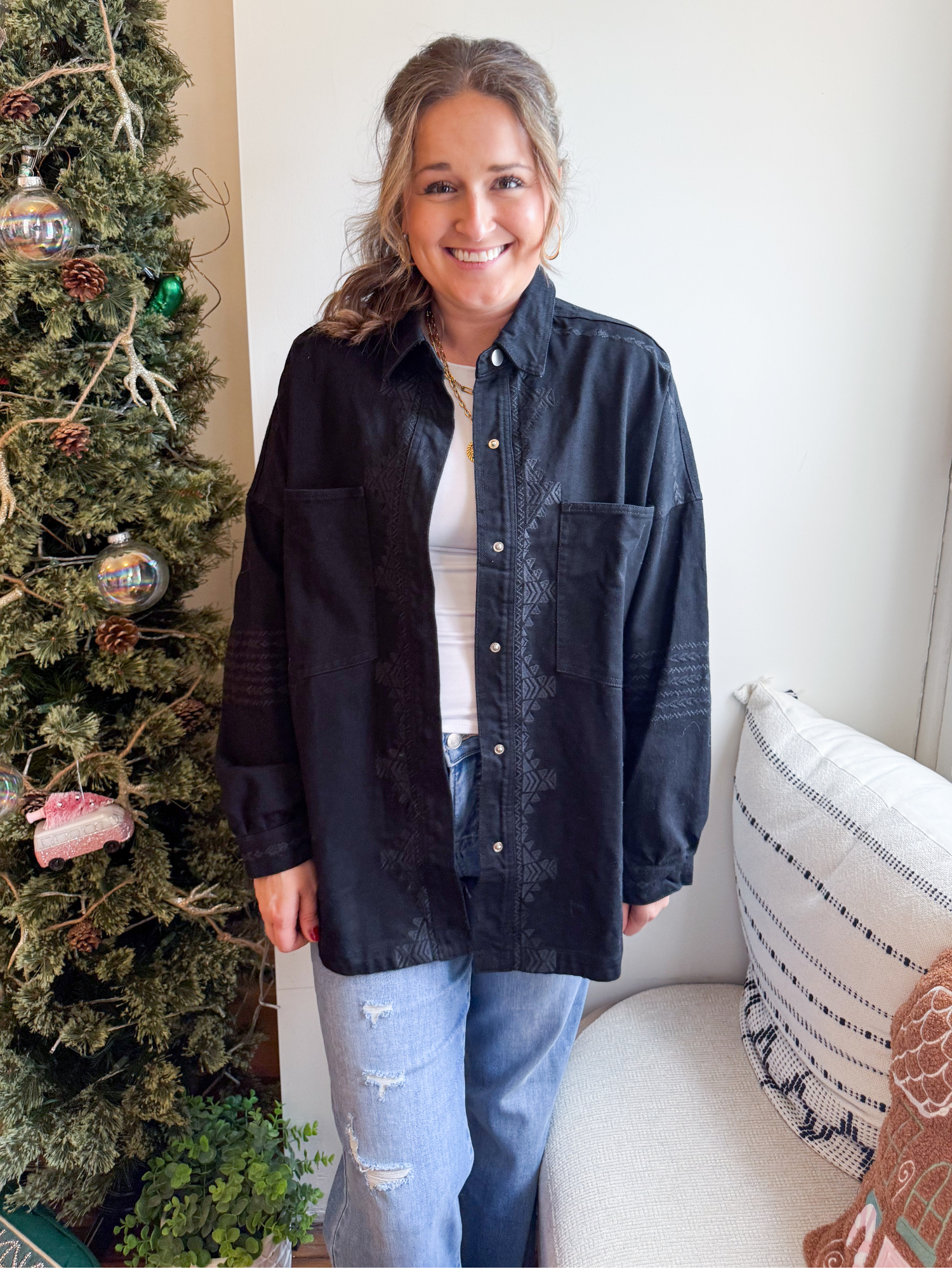 Jess Embroidered Utility Shacket