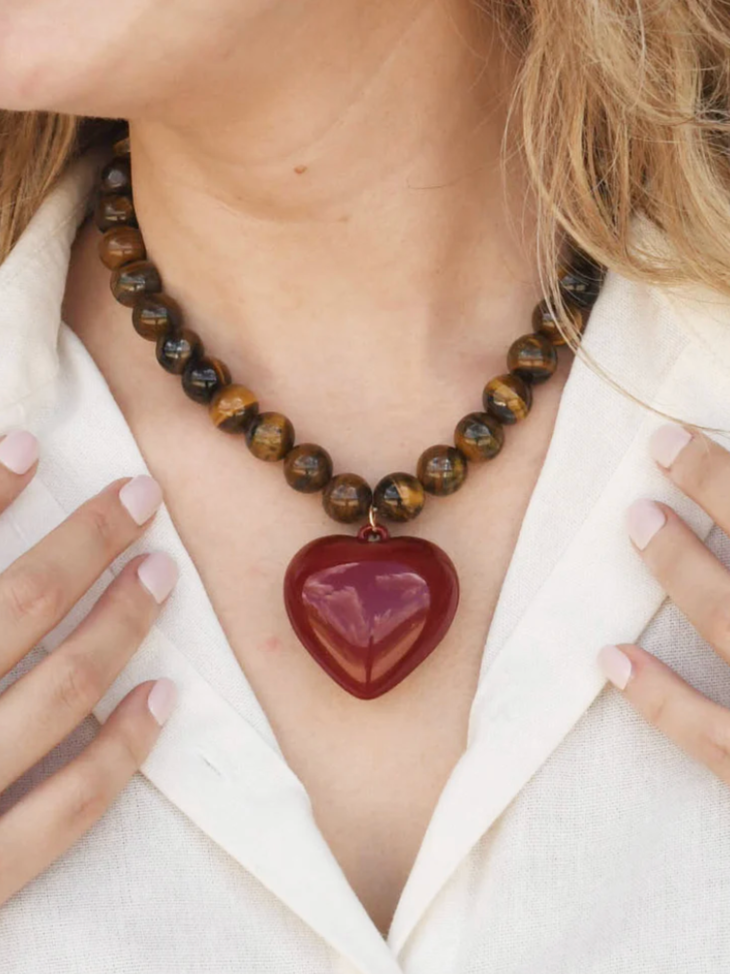 Janel Tiger Eye Gemstone Necklace - The Collective Rose