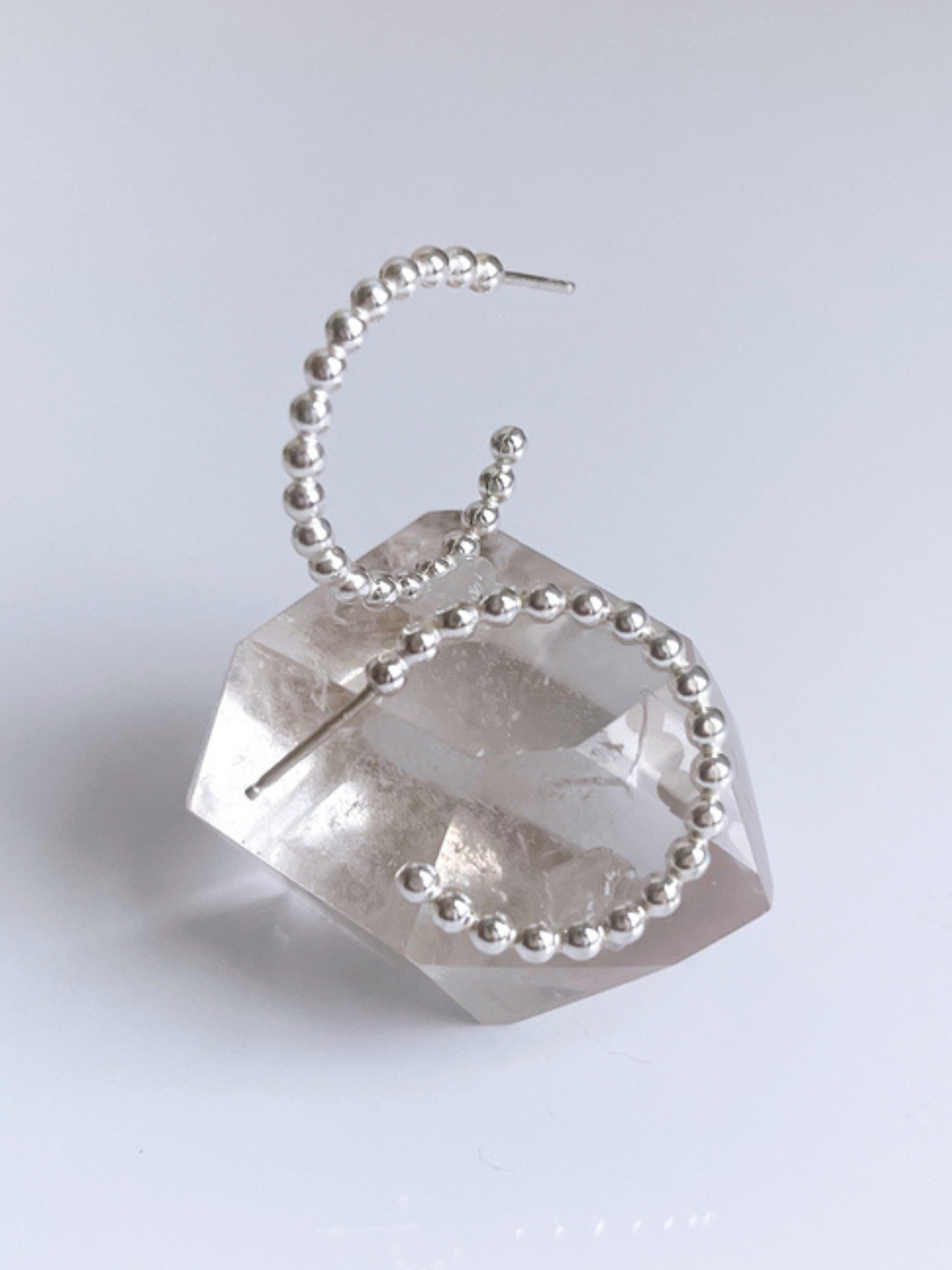 Sterling Silver Beaded Hoops - The Collective Rose