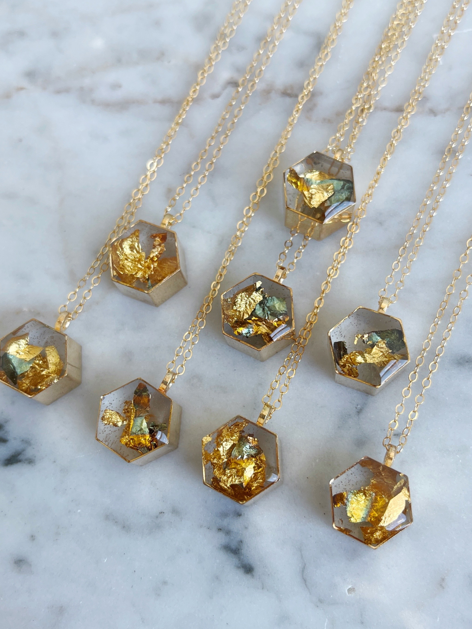Gold Flecked Resin Honeycomb Necklace - The Collective Rose