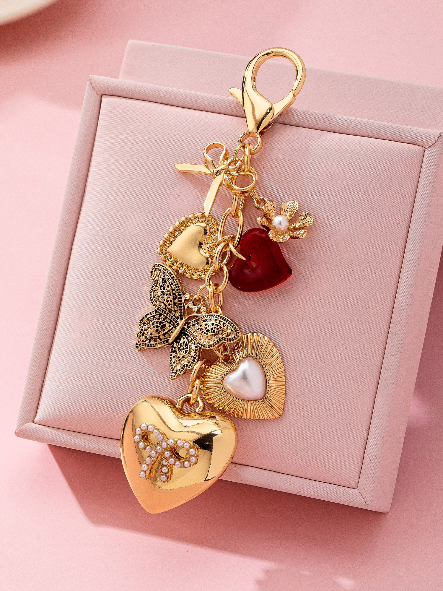 Golden Heart Bag Charm - The Collective Rose