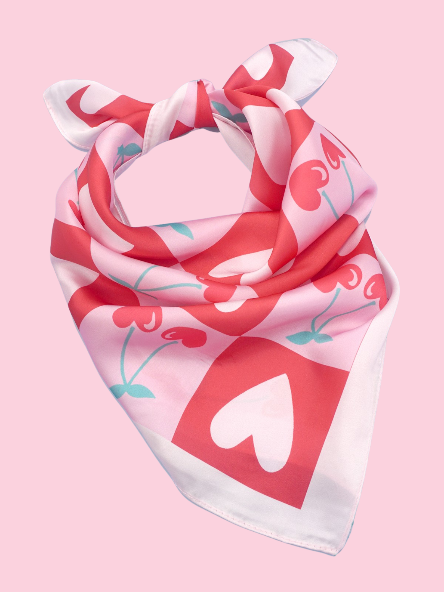 Cherry Heart Bandana Scarf - The Collective Rose